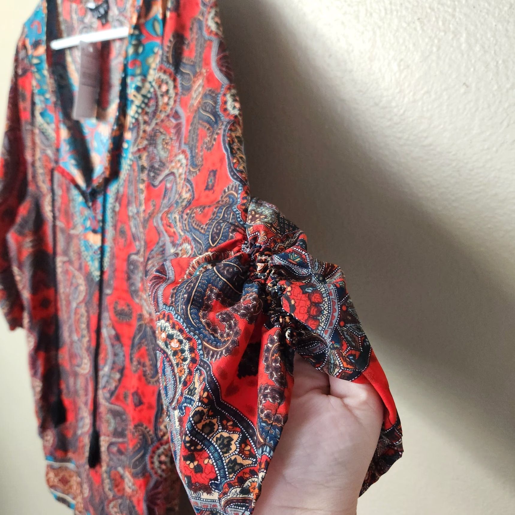 Vintage NLW Boho Paisley Mixed Print Mini Shift Dress-Size L (NWT) Size L / US 10 / IT 46 - 6 Thumbnail