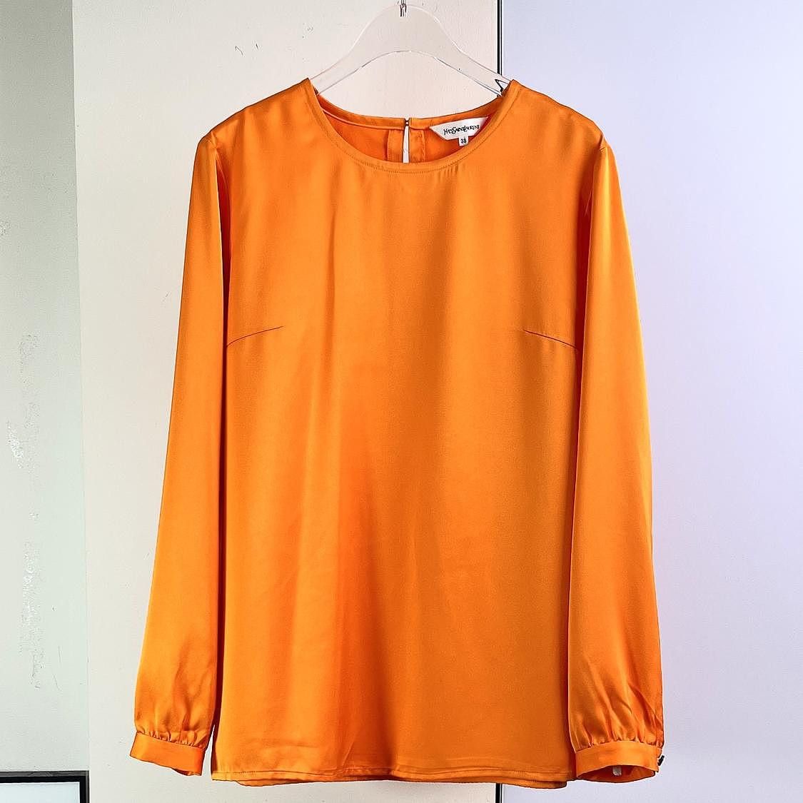 Saint Laurent Paris Saint Laurent Orange Long Sleeve Blouse Size 38 Size S / US 4 / IT 40 - 1 Thumbnail