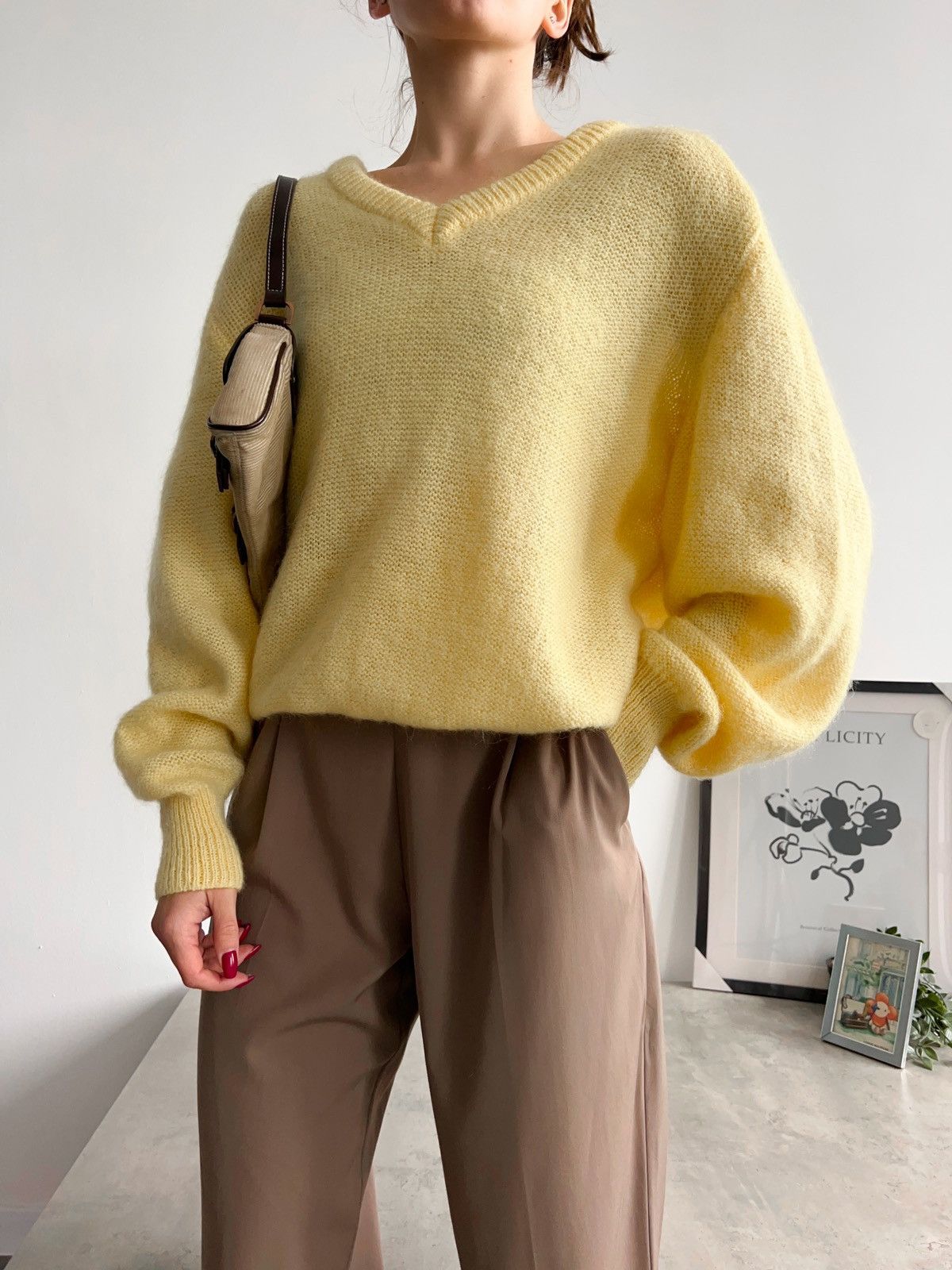 Vintage Beautiful Yellow Vintage Wool Alpaca Sweater Italian Size M / US 6-8 / IT 42-44 - 1 Thumbnail