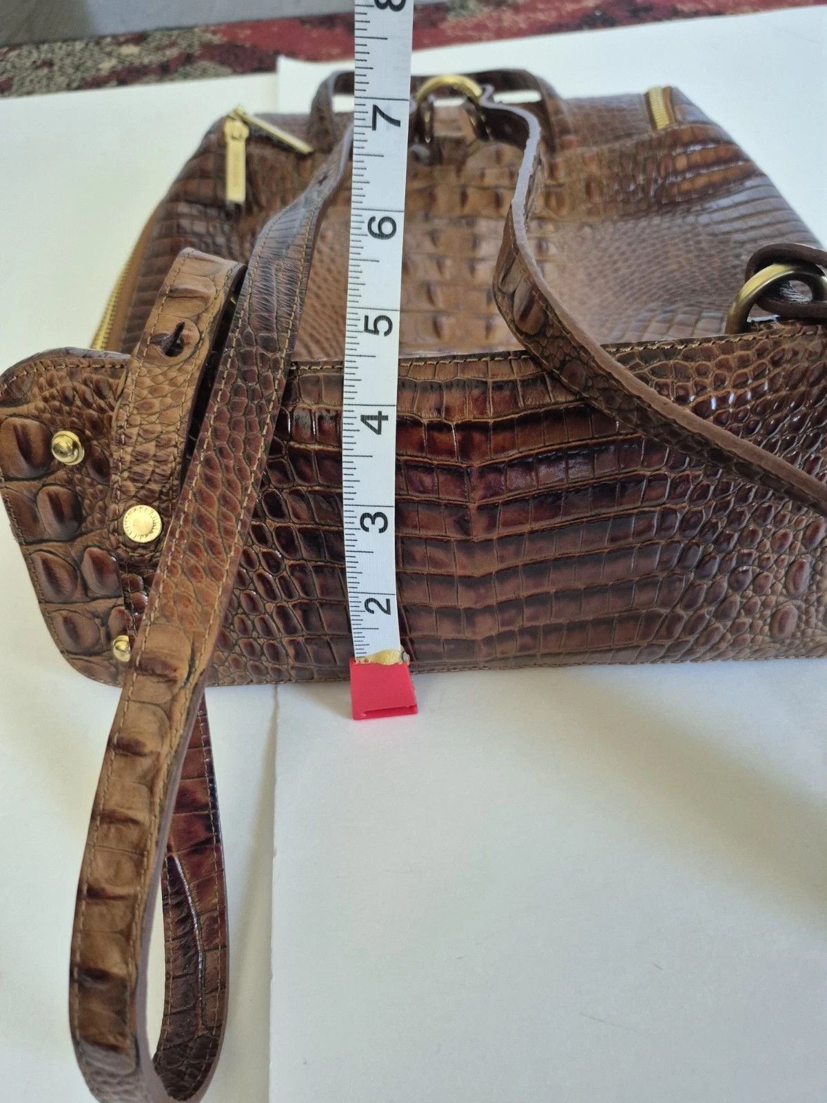 BRAHMIN NWOT Brahmin Bag Pecan Leather Croc Embossed Backpack Size ONE SIZE - 10 Thumbnail