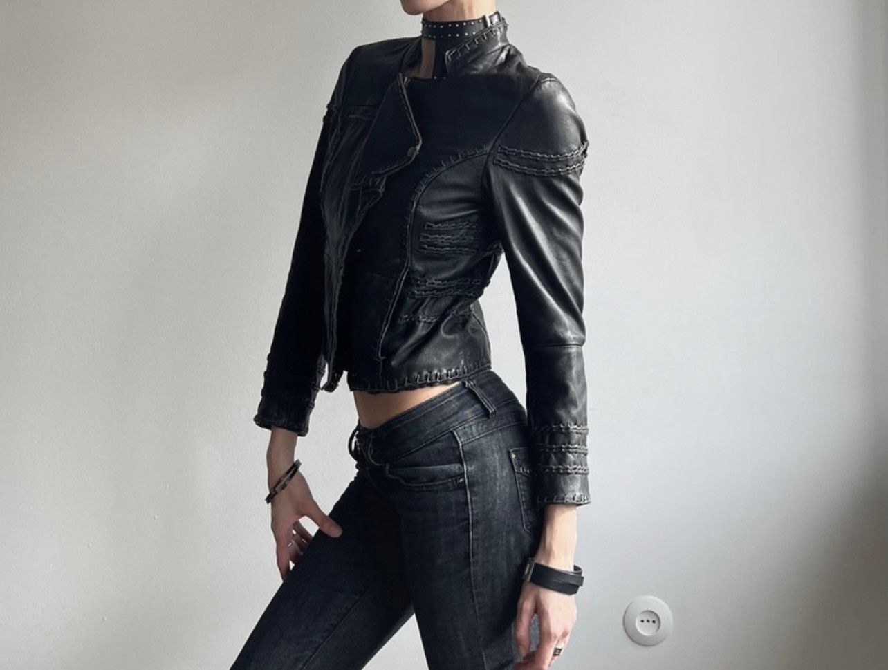 Other Kate moss & topshop black biker jacket genuine leather Size XS / US 0-2 / IT 36-38 - 8 Thumbnail