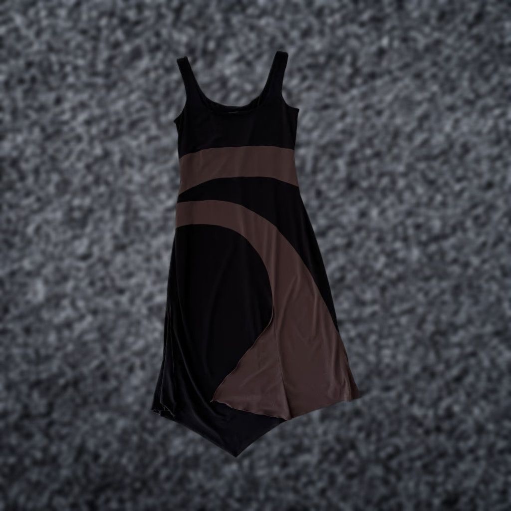 VTG Bruno Duluc Dress Black Brown Print Midi Womens M 90s Grunge Lagenlook  USA - coffeafoods.com