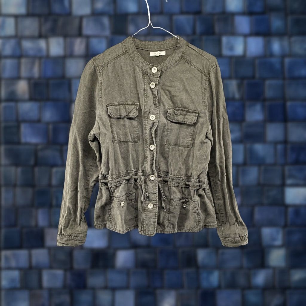 Vintage Maurices Linen Blend Womens Green Button Up Drawstring Jacket M Casual Utility Outdoor Pockets Womens Size M / US 6-8 / IT 42-44 - 1 Thumbnail