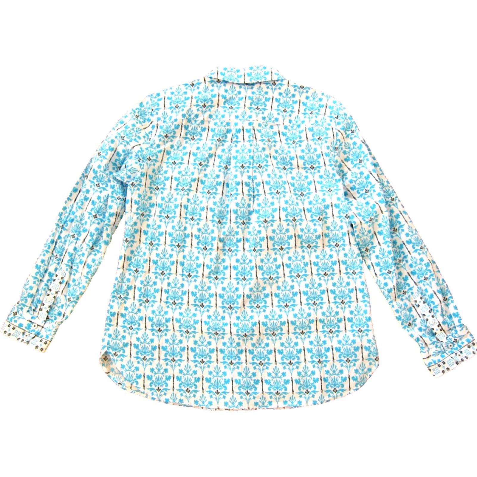 Talbots Talbots Blue White Floral Long Sleeve Cotton Collar Button Up Blouse Large Size L / US 10 / IT 46 - 2 Thumbnail