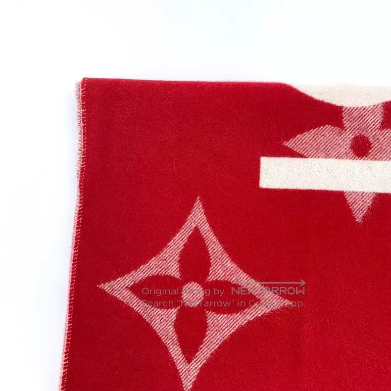 Louis Vuitton Louis Vuitton Red logo presbyopic printed cashmere fringe Size ONE SIZE - 3 Thumbnail