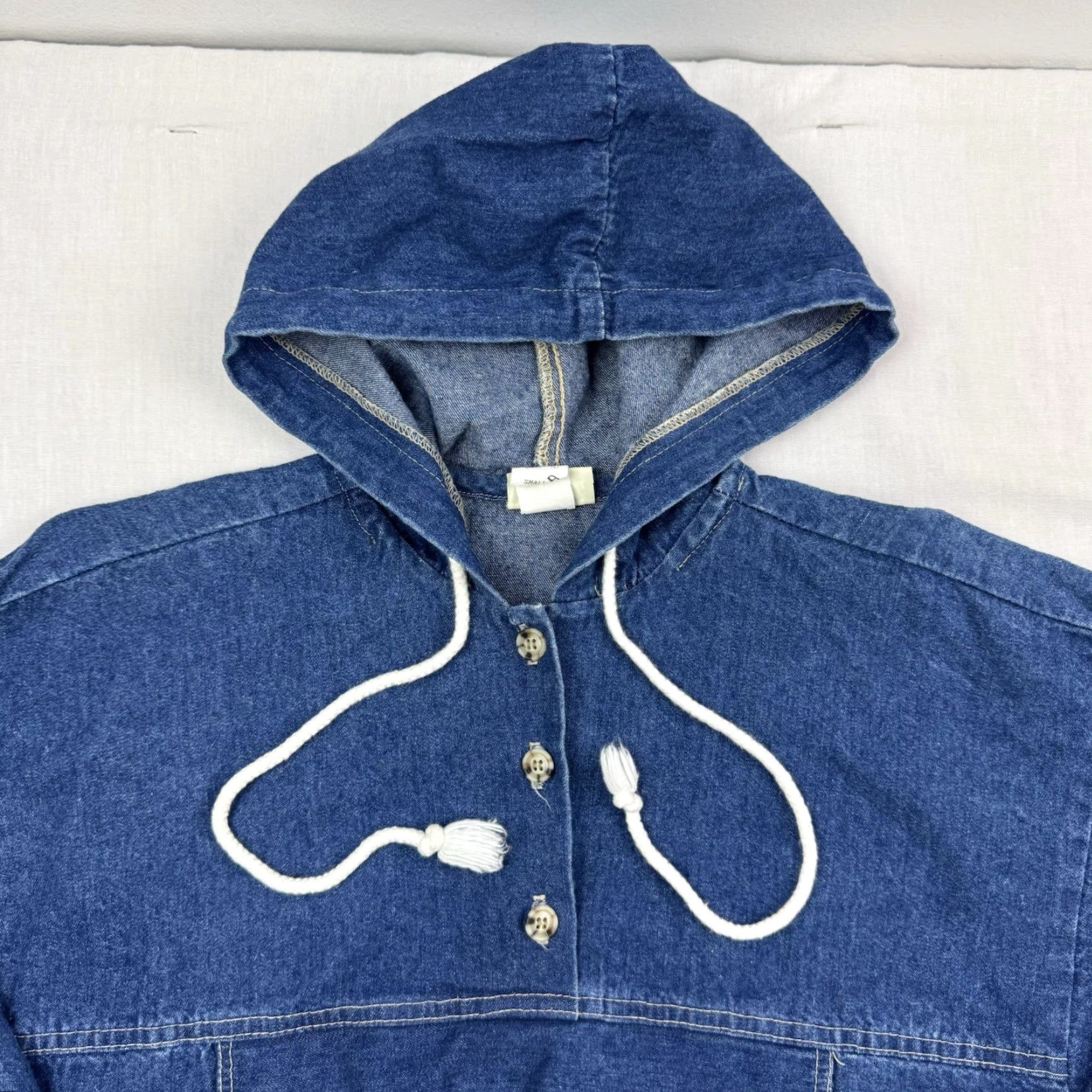 Denime VINTAGE Vivaldi Denim Anorak Jacket Unisex Adults Small Blue 1980s Casual Made in USA Size US 29 - 2 Thumbnail