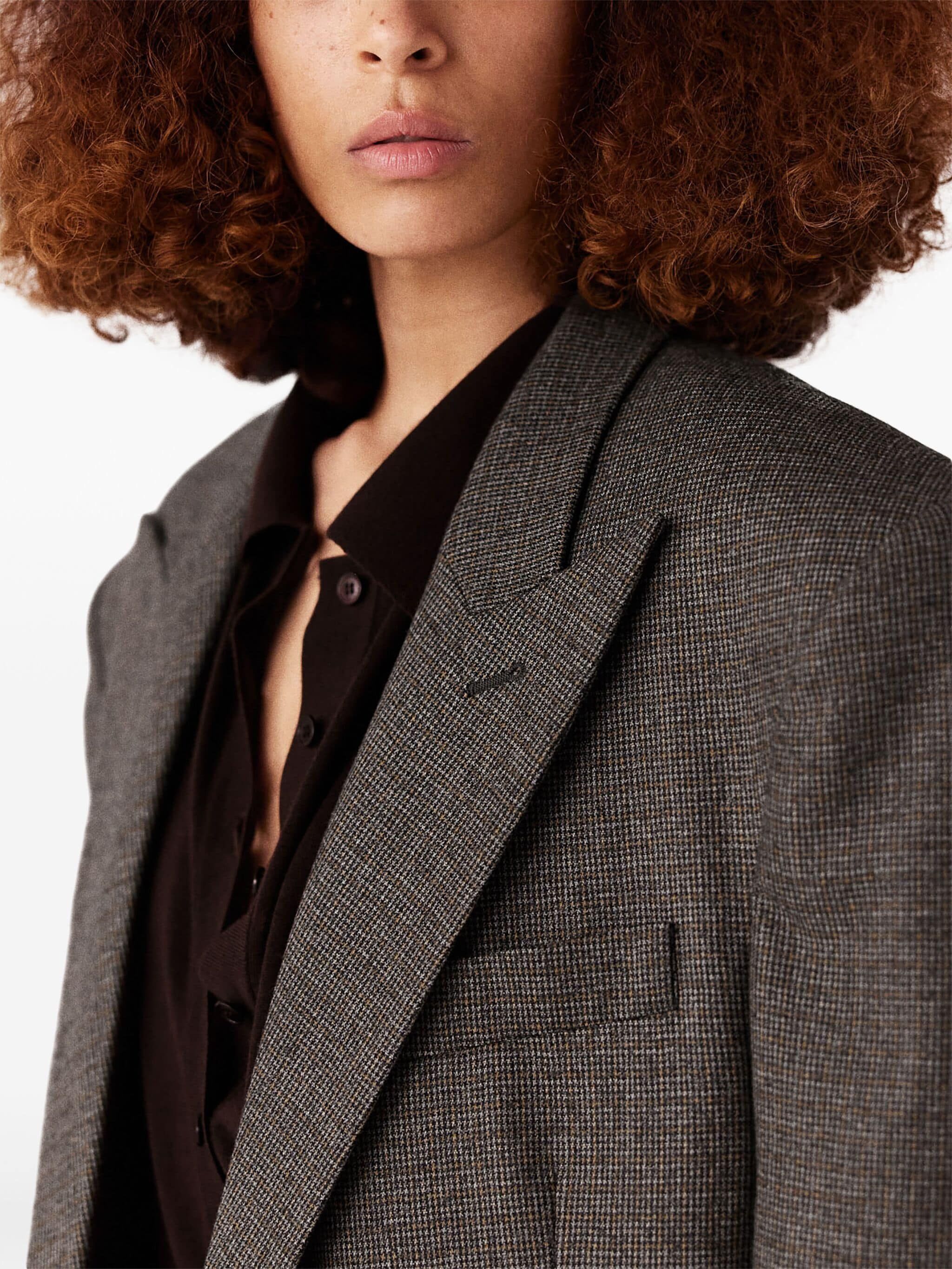 Stella McCartney o1s22i1n1024 Houndstooth Single Breasted Blazer in Grey Size M / US 6-8 / IT 42-44 - 6 Thumbnail