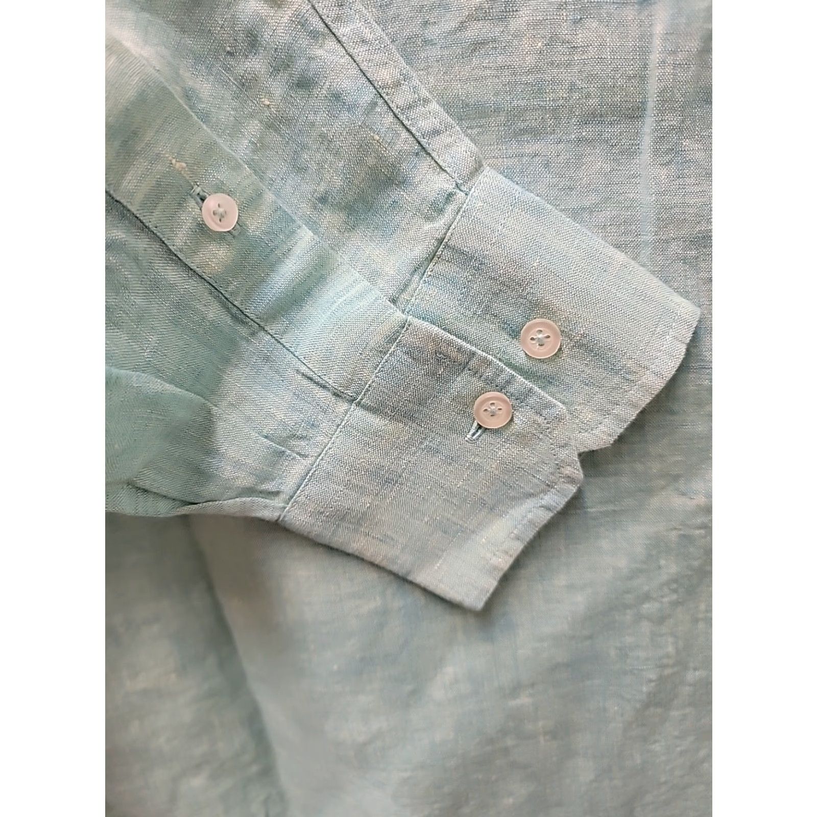 Southern Tide Southern Tide Shirt Mens M Blue Linen Button-Up Long Sleeve Casual Beach Pockets Button-Up, Regular, 23 Chest, 30.5 Length, Fall Spring Summer, Men Size US M / EU 48-50 / 2 - 5 Thumbnail