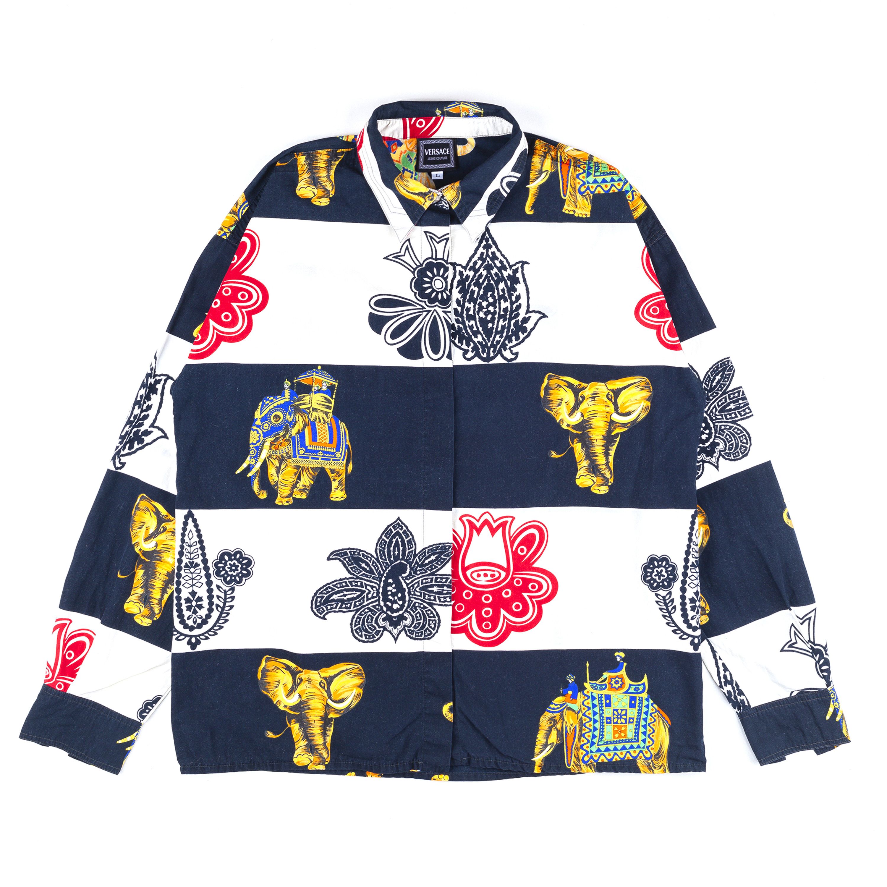 Moschino Versace Jeans Couture Vintage Elephant Button Up Shirt (L) Size US L / EU 52-54 / 3 - 1 Thumbnail