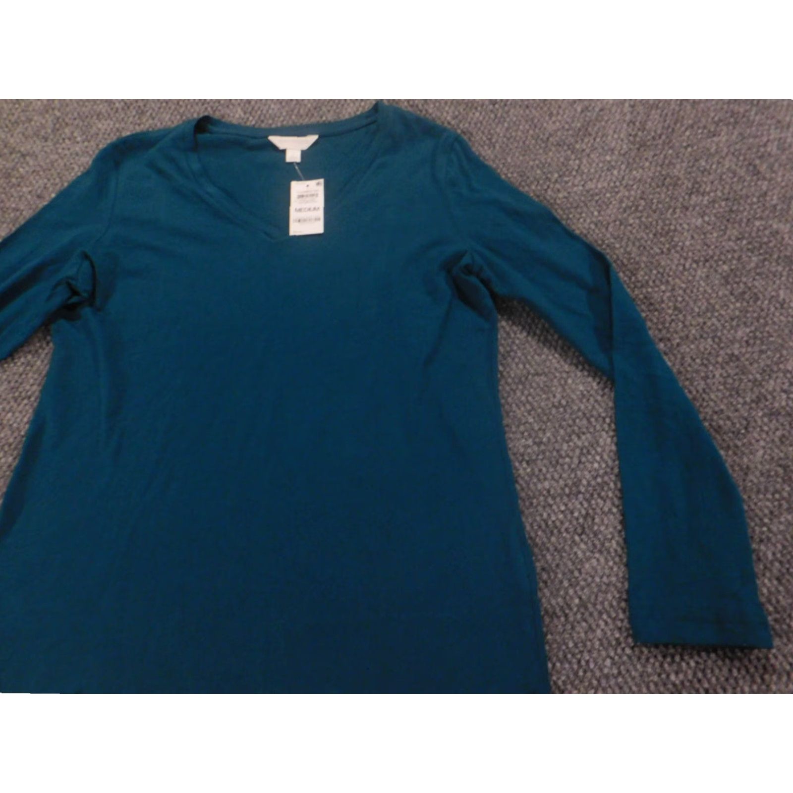 Charter Club Charter Club Womens Shirt M Blue Pullover Long Sleeve Blouse Knit Button Casual Pullover Regular Cotton Spandex Cap Sleeve Round Neck Crew Neck Size M / US 6-8 / IT 42-44 - 2 Thumbnail