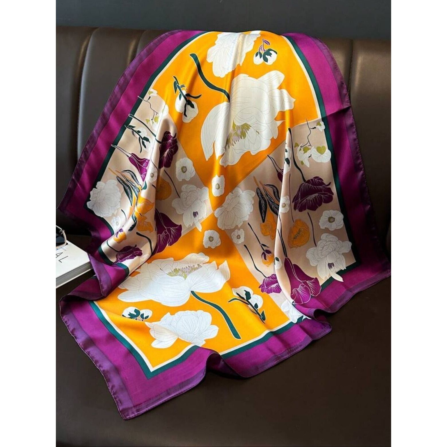 Other New Elegant Women Scarf or Handkerchief for Head Yellow Purp Size ONE SIZE - 4 Thumbnail