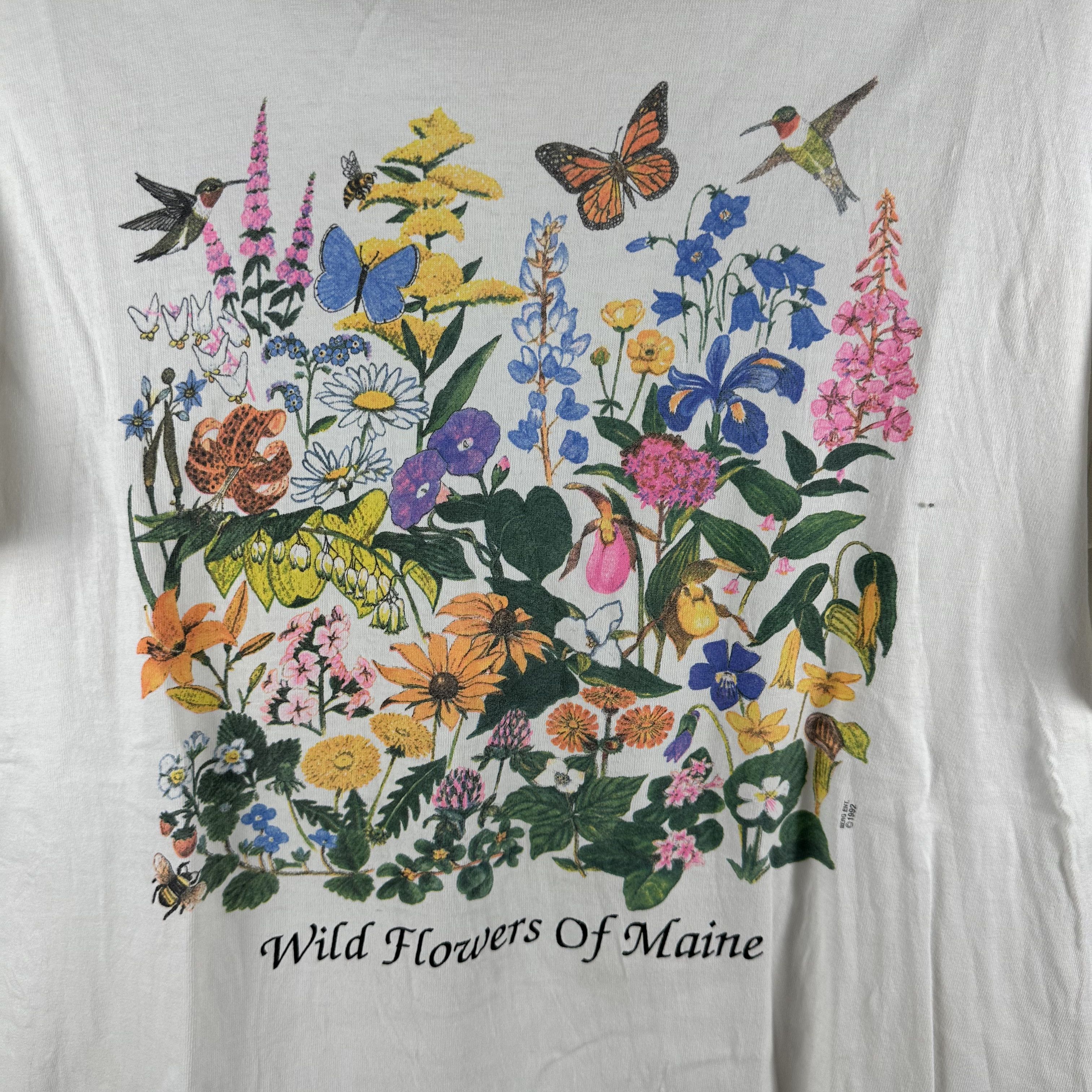 Vintage Vintage 1992 Wild Flowers of Maine Floral Nature Art T-shirt Size US L / EU 52-54 / 3 - 2 Thumbnail