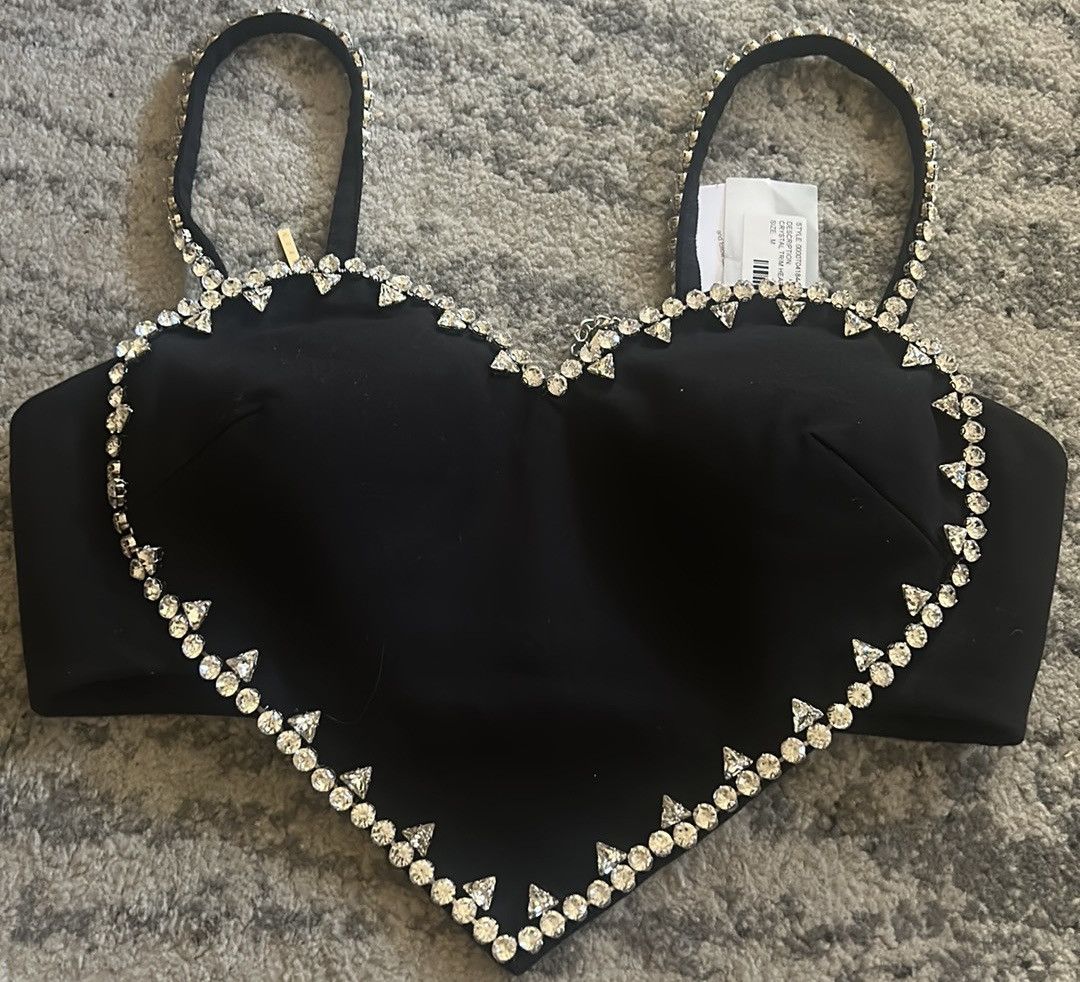 Area NYC AREA Crystal-embellished stretch-crepe Trim Heart Size M / US 6-8 / IT 42-44 - 2 Thumbnail