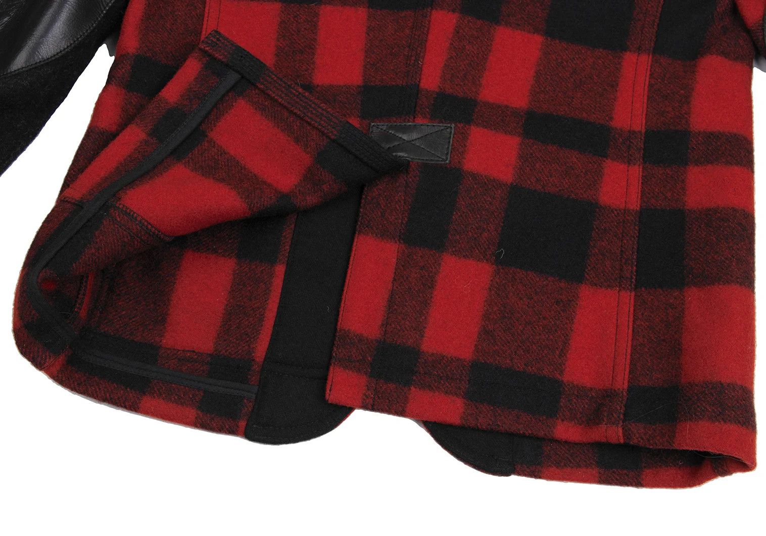 Junya Watanabe Red and Black Gingham Check Leather Elbow Patch Jacket Size US S / EU 44-46 / 1 - 15 Thumbnail