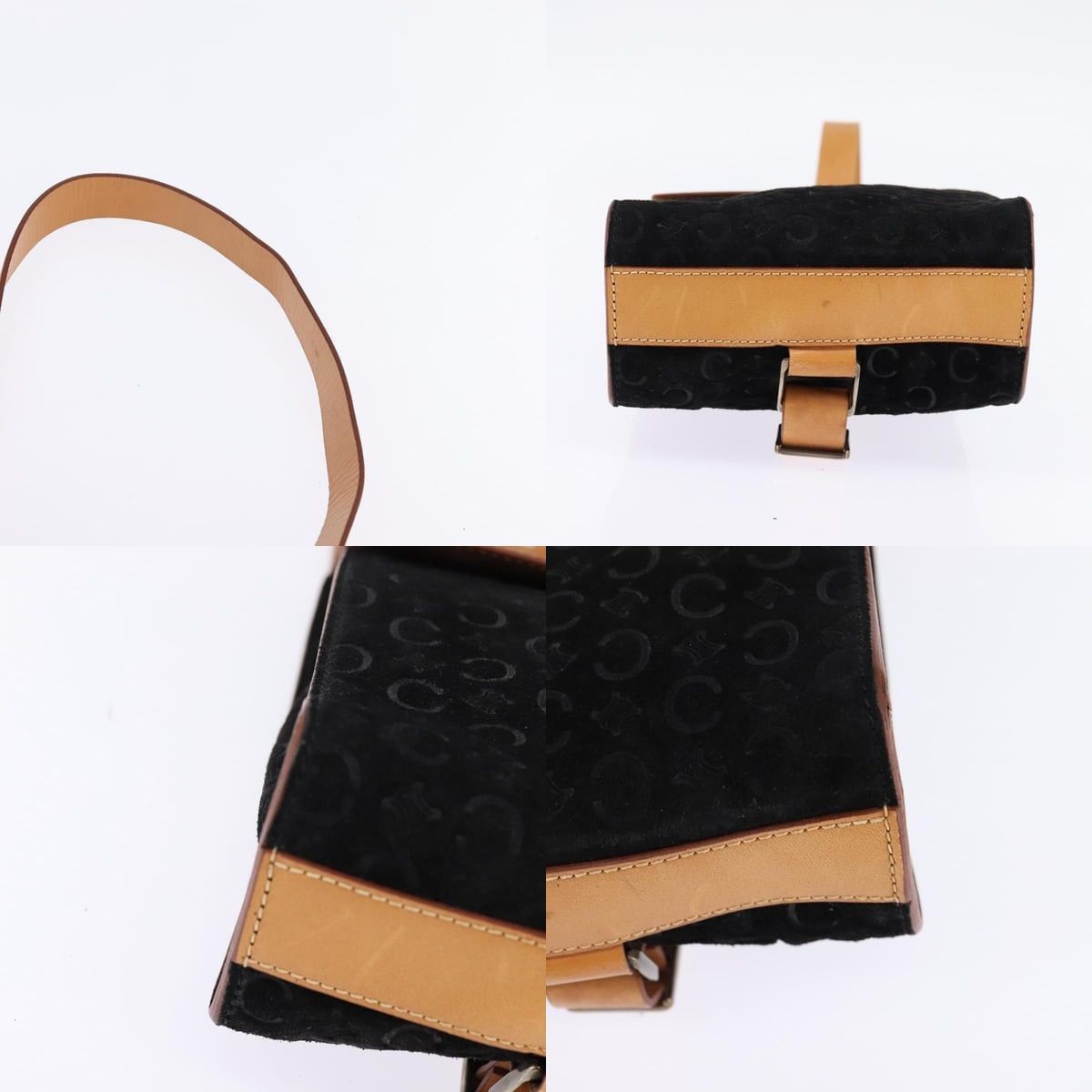 Celine CELINE C Macadam Canvas Shoulder Bag Suede Black Silver Size ONE SIZE - 10 Thumbnail
