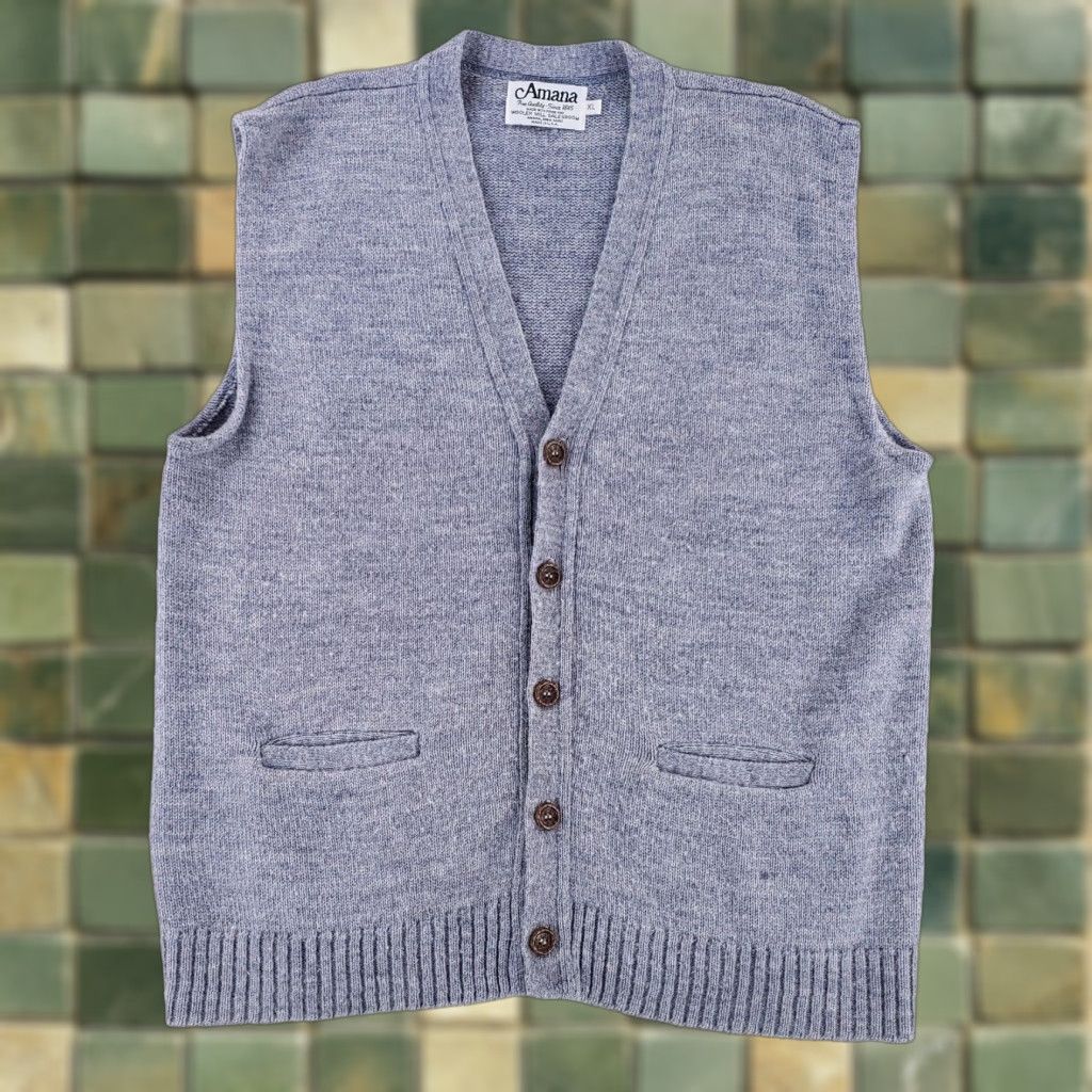 Vintage VINTAGE Amana Woolen Mill Cardigan Sweater Vest Wool Gray Made USA Mens XL Size US XL / EU 56 / 4 - 1 Thumbnail