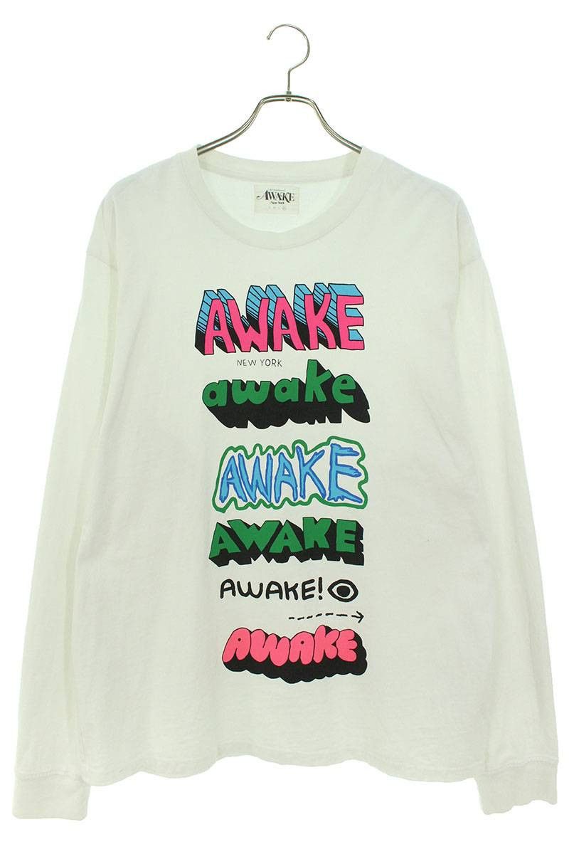 image of Awake Multi Logo Long Sleeve Tee in White, Men's (Size XL)