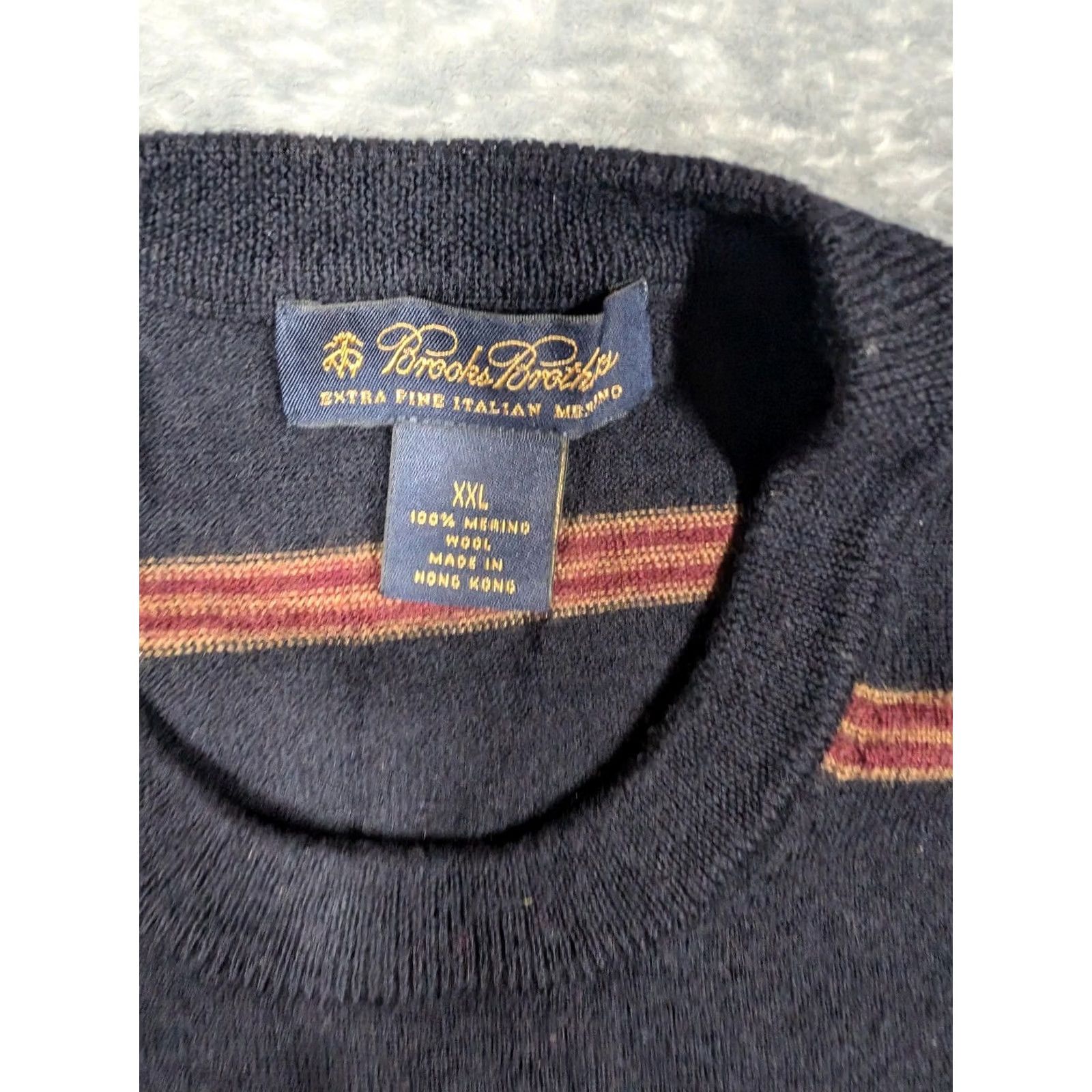 Brooks Brothers Brooks Brothers Sweater Mens 2XL Navy Red Striped Merino Wool Crewneck Knit Pullover Size US XXL / EU 58 / 5 - 5 Thumbnail