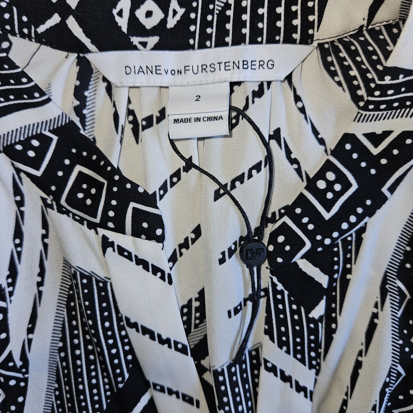 Diane von Furstenberg Diane Von Furstenberg Freya Dress Womens 2 Black Ethnic Prin Size XS / US 0-2 / IT 36-38 - 9 Thumbnail