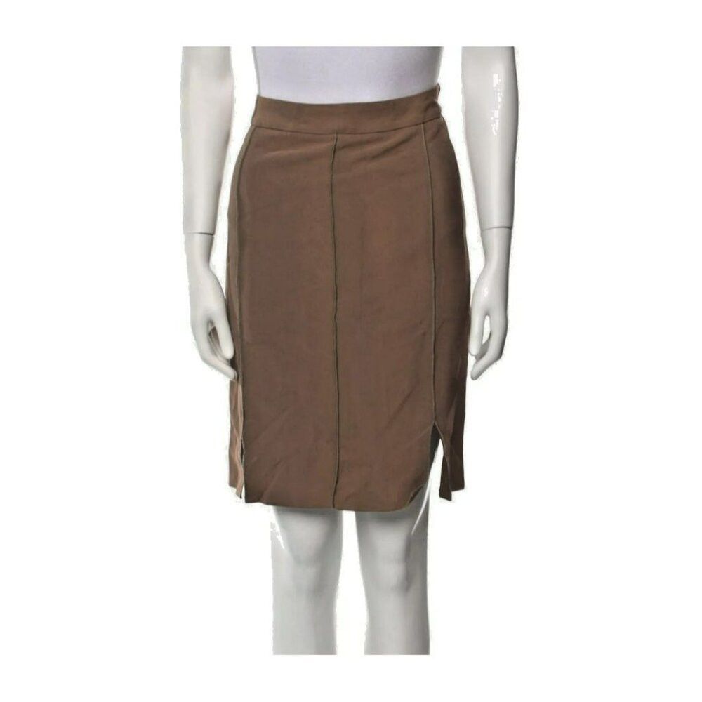 Versace Versace Brown Skirt L Silk Viscose IT46 | US12 Solid Tailor Size 34" / US 12 / IT 48 - 1 Thumbnail