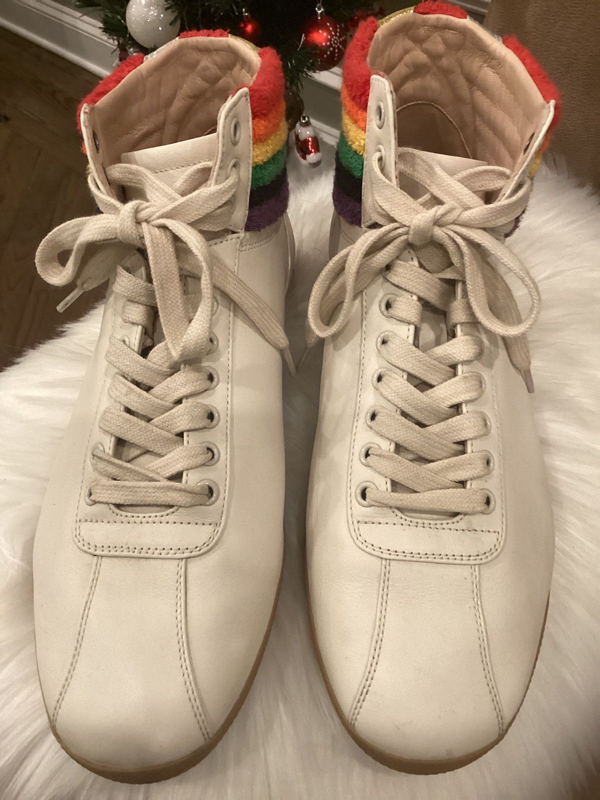 Gucci GUCCI LACE UP HIGH TOP 'RAINBOW HEEL COLLAR Size US 11 / EU 44 - 1 Thumbnail