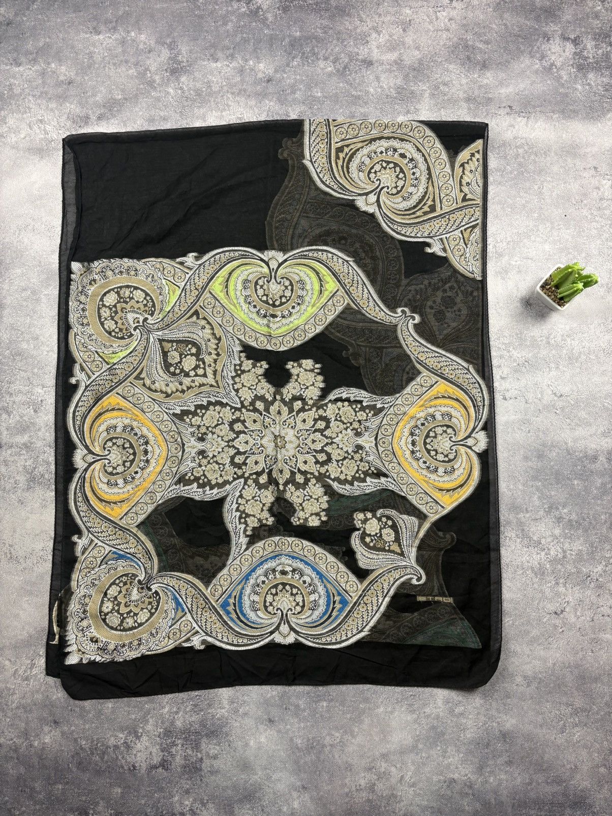 Etro ETRO Vintage Luxury Monogram Y2k Silk Cotton Scarf Rare Size ONE SIZE - 10 Thumbnail