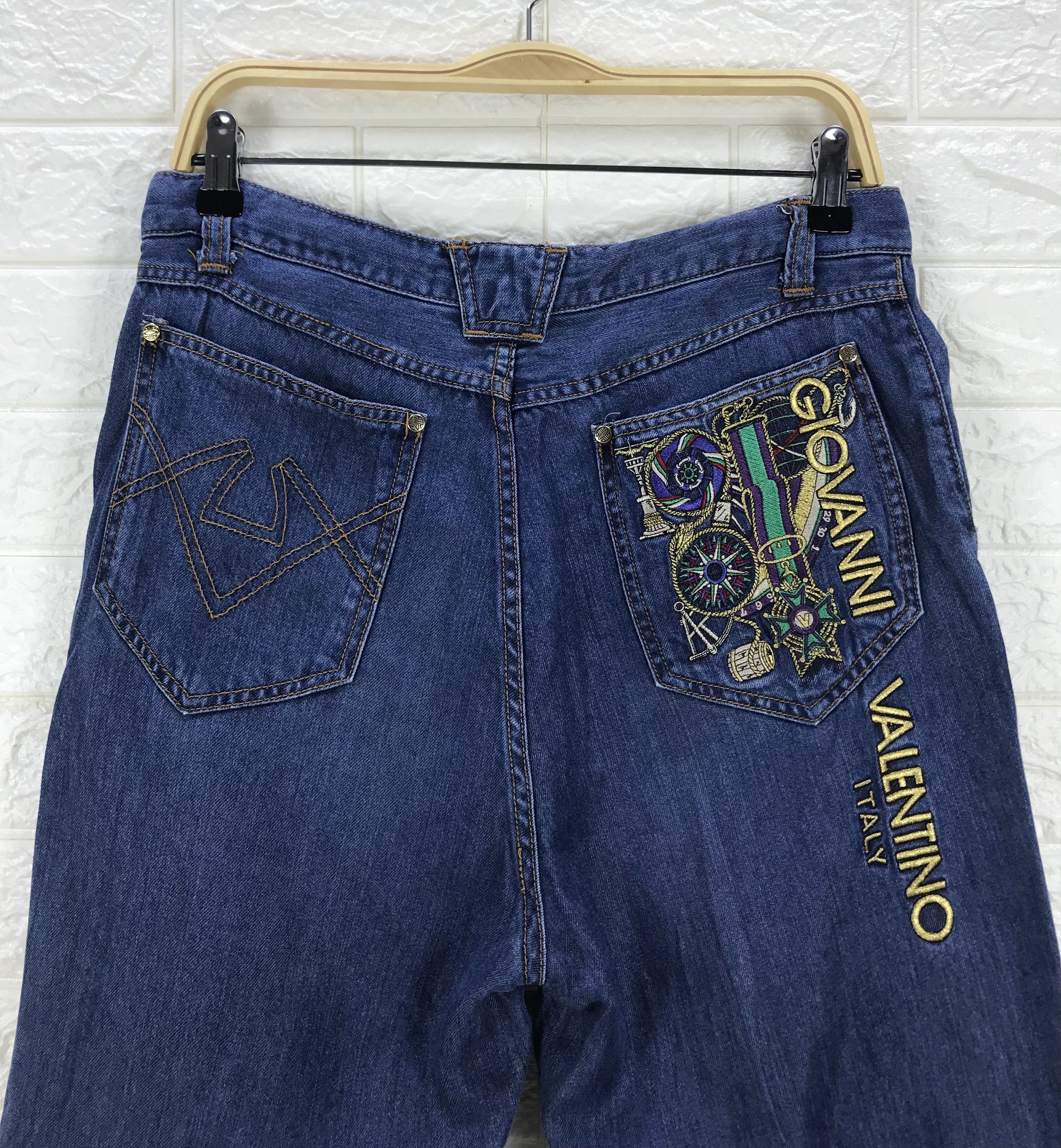 Giovanni Valentino Vintage Giovanni Valentino Embroidered Indigo Denim Pants Size US 31 - 2 Thumbnail
