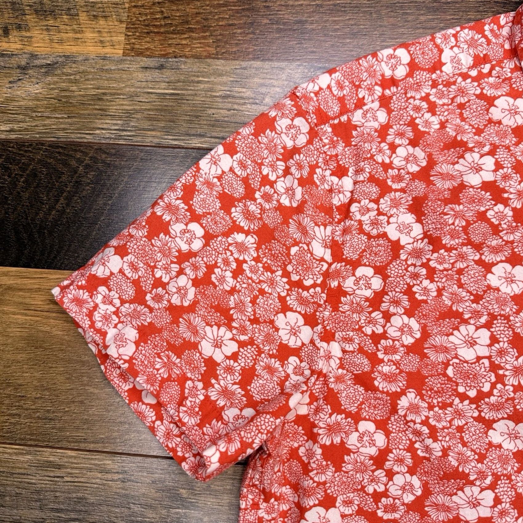 J.Crew J.CREW Shirt Slim Mens S Red Flowers Button-Up Short Sleeve Collared Knit Stretch Vintage: No Size US S / EU 44-46 / 1 - 5 Thumbnail