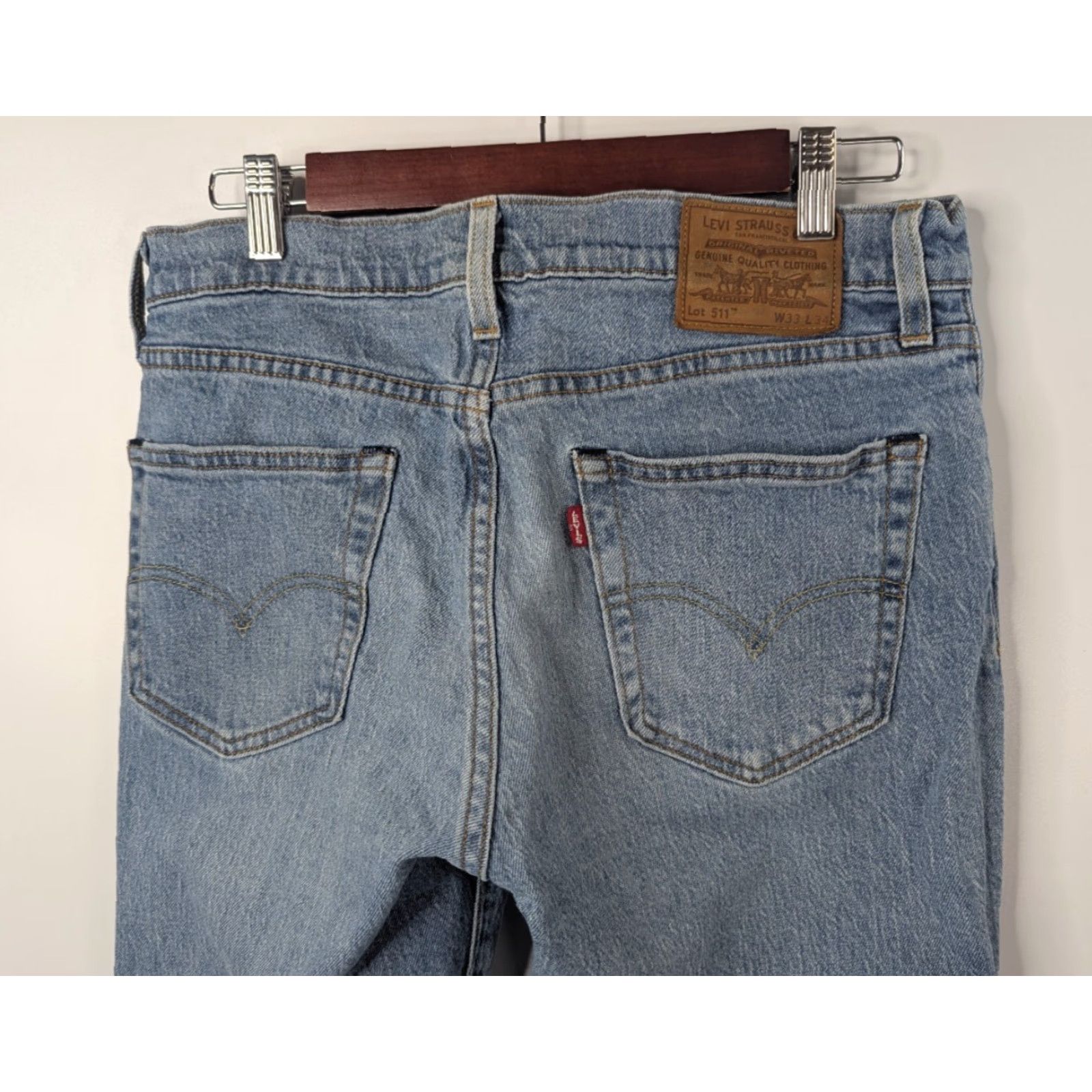 Levi's Levis Levi's 511 Jeans Slim Straight Blue 33x34 Regular Men's Denim Distressed 80s 90s Rock Workwear Size US 33 - 7 Thumbnail