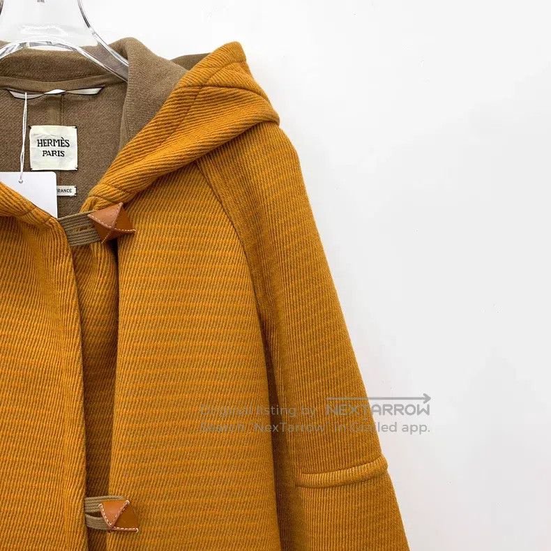 Hermes Hermes Orange cashmere hooded belt long-sleeve coat Size XXS / US 00 / IT 34 - 3 Thumbnail