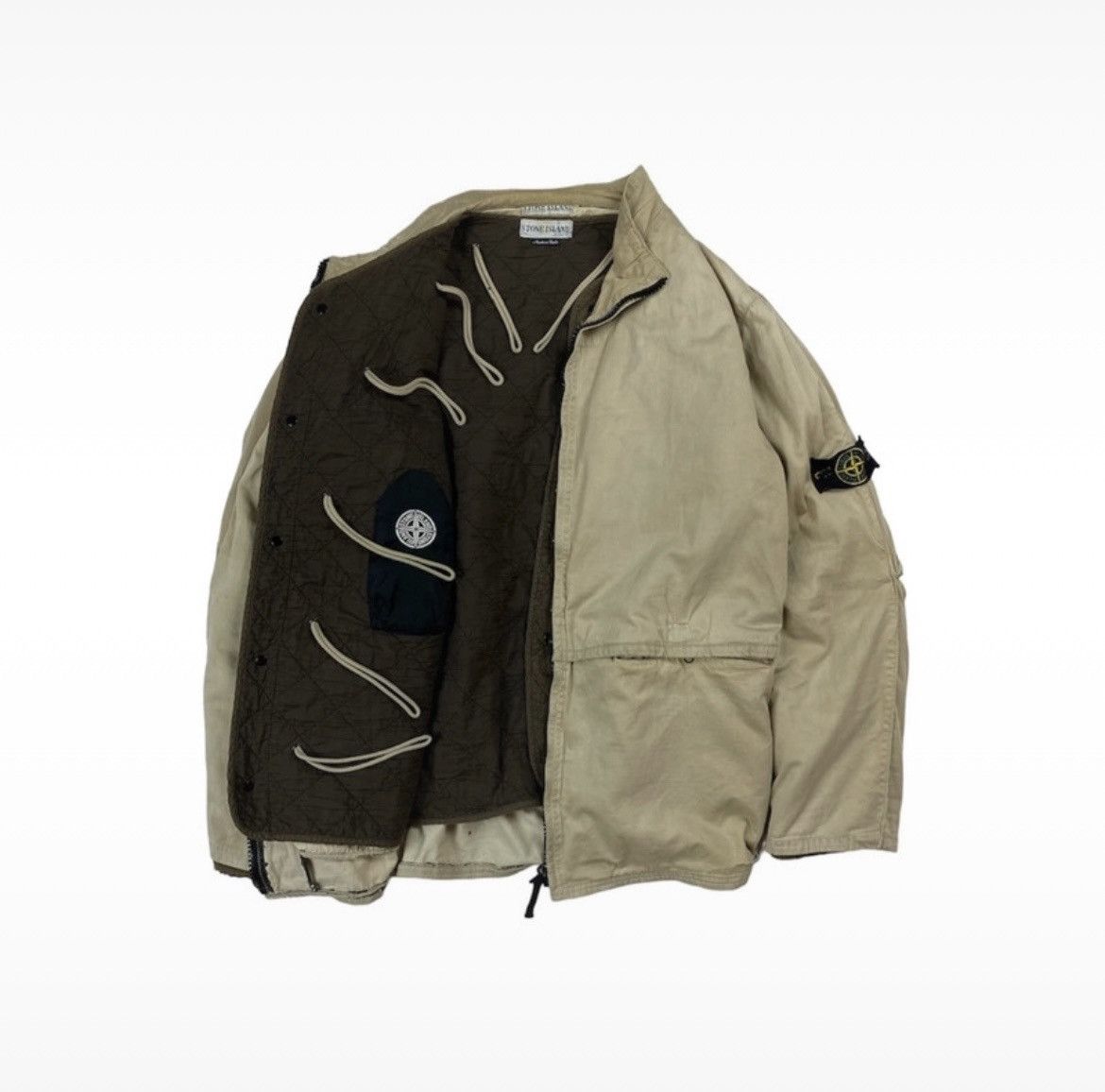 image of Stone Island Raso Gommato Szn 2002 A/w in Beige, Men's (Size XL)
