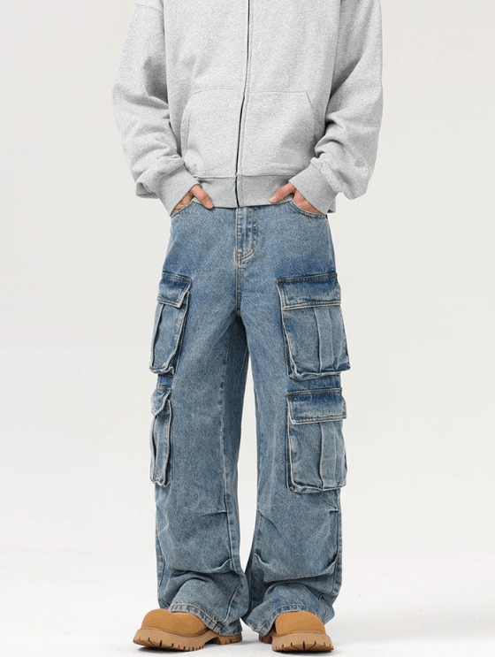 Japanese Brand American retro baggy multi-pocket cargos loose jeans Size US 32 / EU 48 - 2 Thumbnail