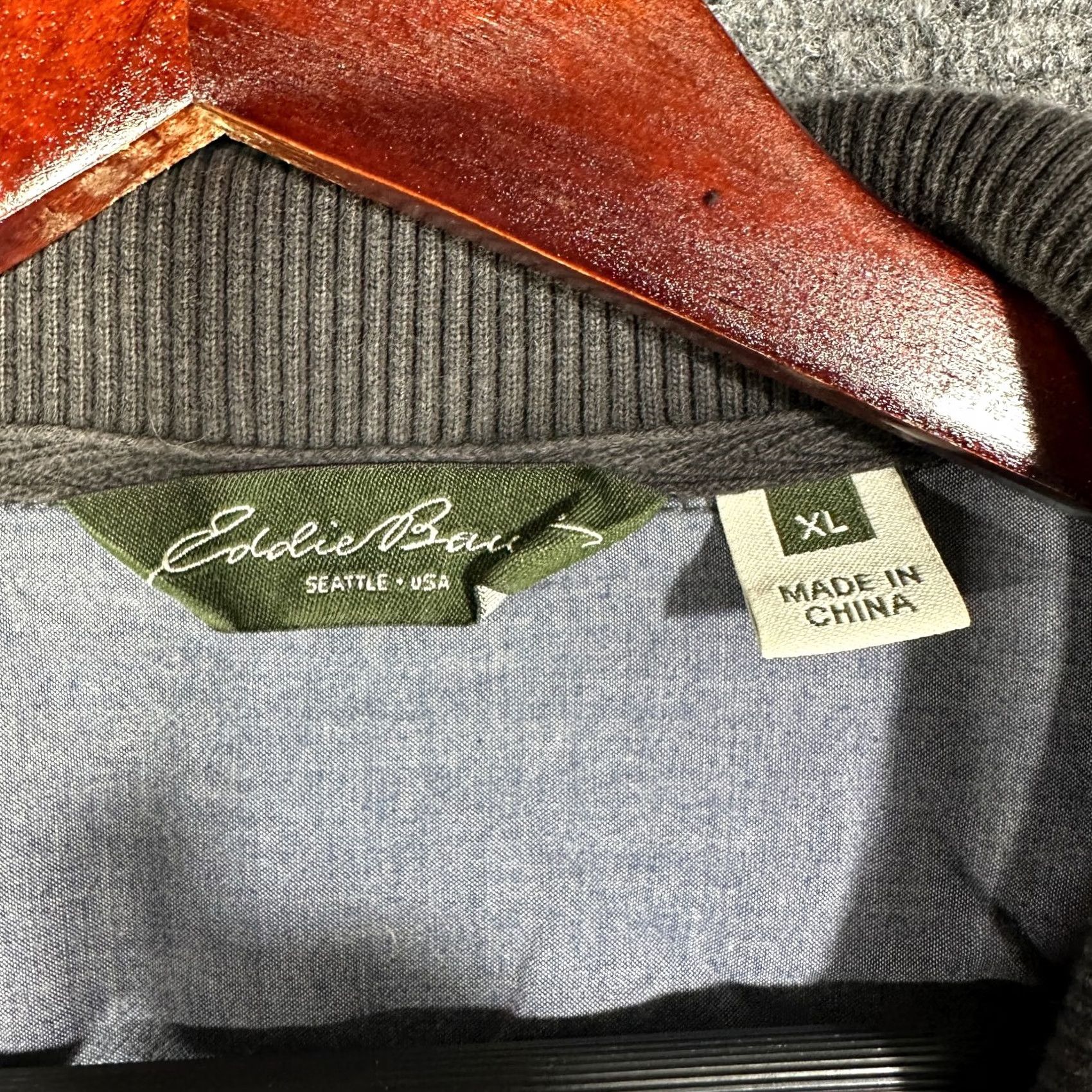 Eddie Bauer Eddie Bauer Sweater Mens XL 1/4 Zip Gray Cotton Ribbed Knit Pullover Long Sleeve Knit Pullover Shirt (adapted as per rules) Size US XL / EU 56 / 4 - 4 Thumbnail