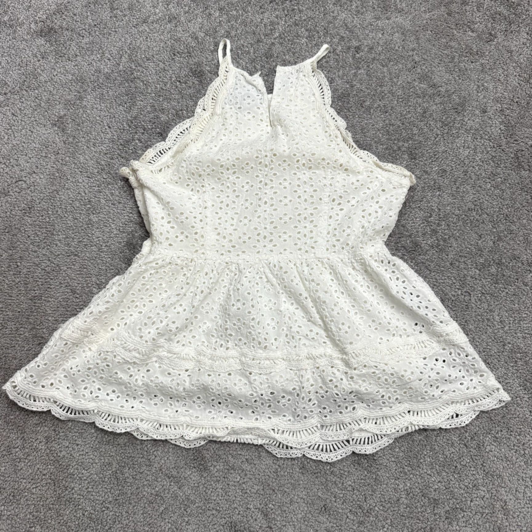 Lulus Lulus Halter White Cotton Blouse Women Small Eyelet Embroidered Boho Summer Size S / US 4 / IT 40 - 2 Thumbnail