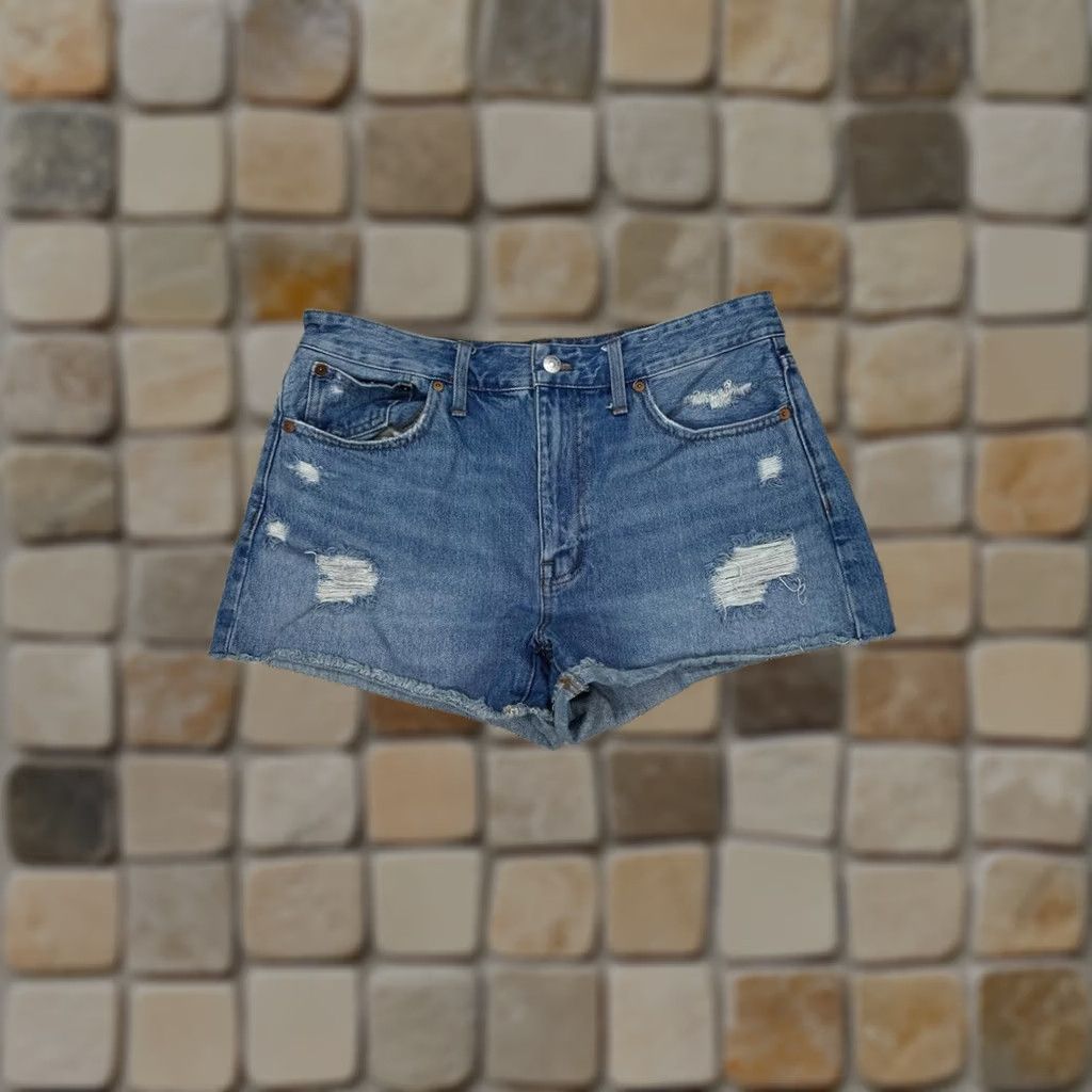 Madewell Madewell Shorts Womens Blue Denim Cut Off Distressed High Rise Relaxed Fit Size 29 Size 29" - 1 Thumbnail