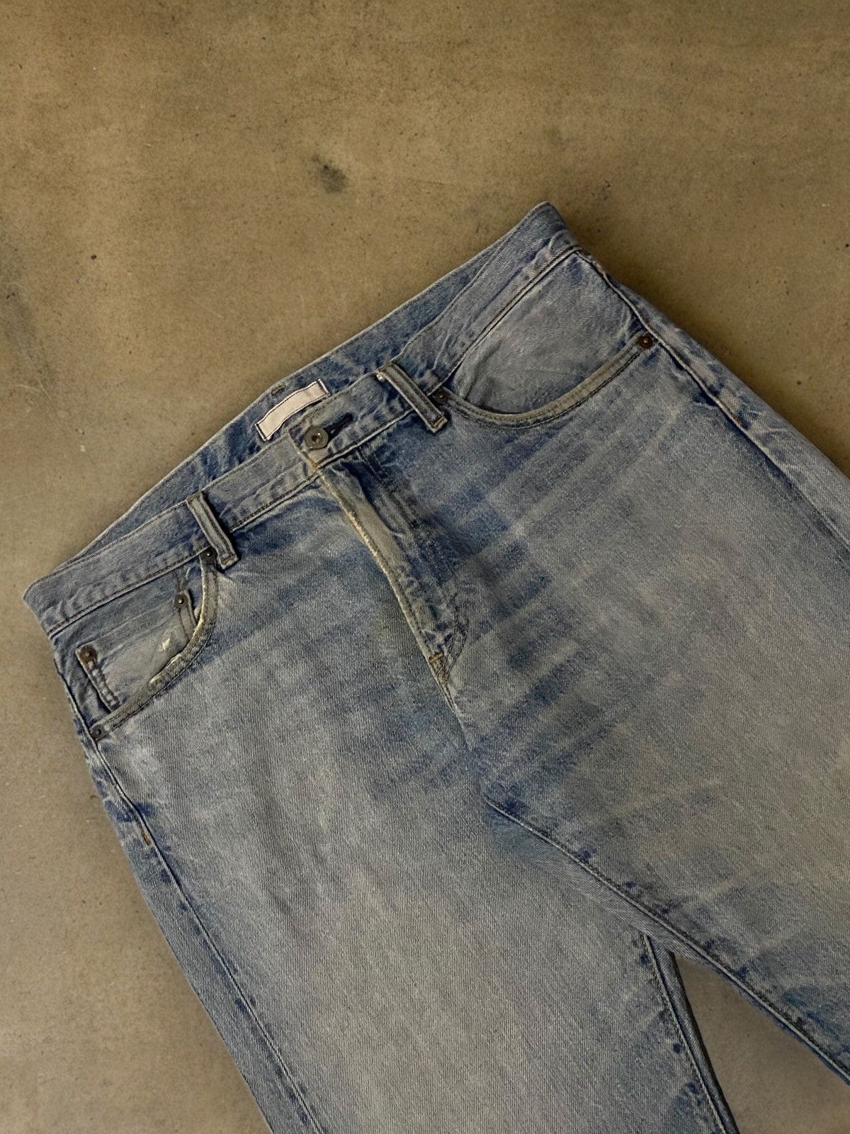 Japanese Brand × Uniqlo Uniqlo Japan Selvedge Dirty Wash Blue Ripped Jeans Denim Size US 38 / EU 54 - 3 Thumbnail