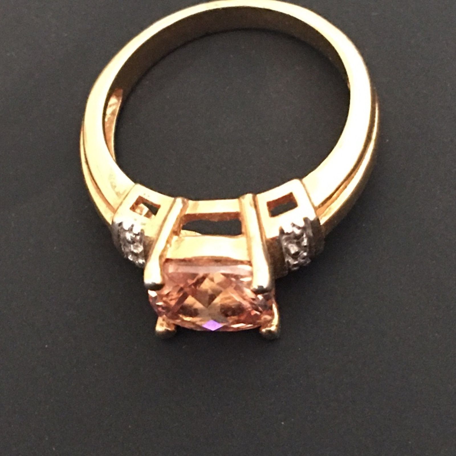 Jewelry Champagne square CZ 4 prong setting ring Size ONE SIZE - 3 Thumbnail