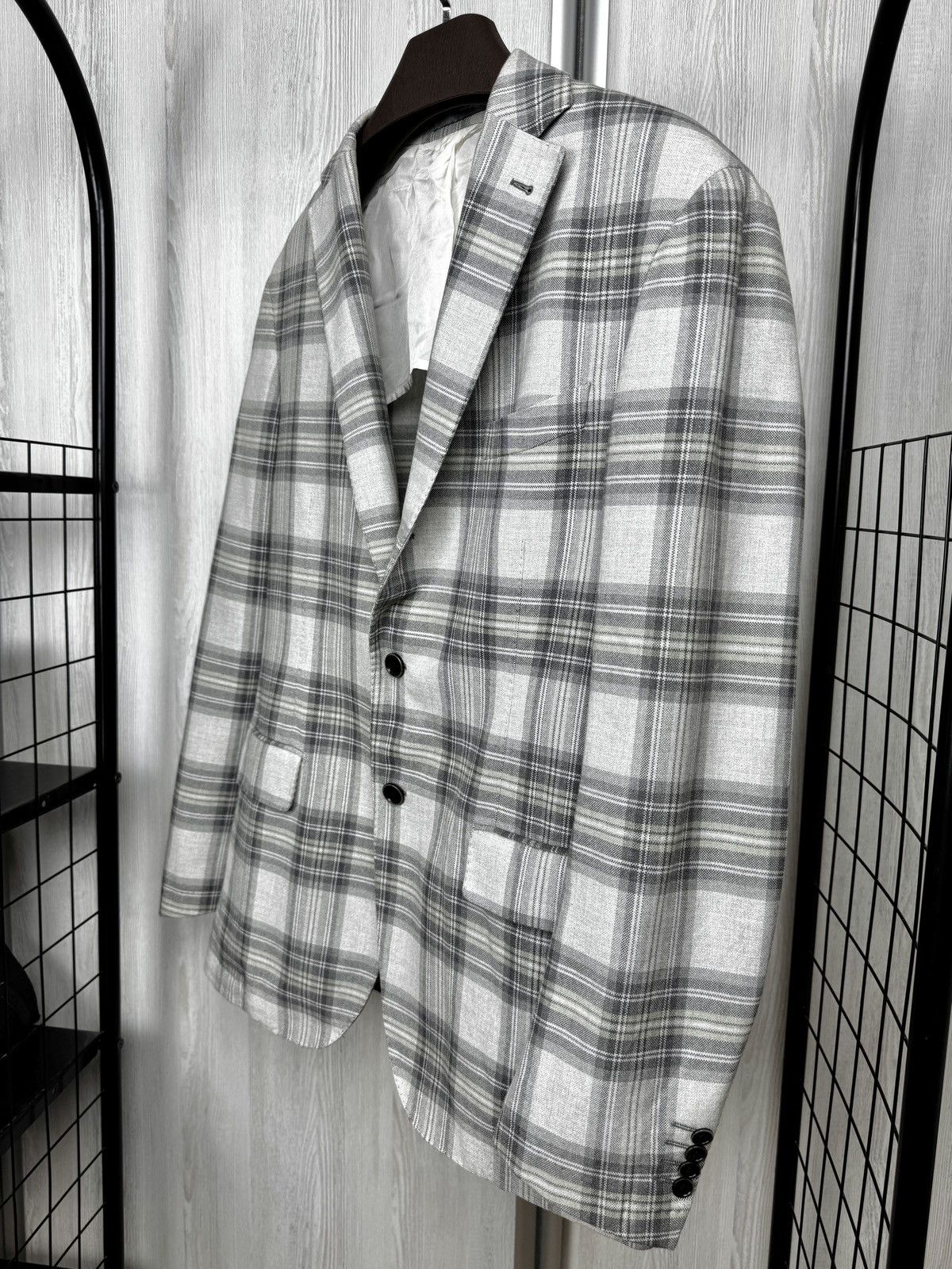 Cantarelli Cantarelli Tailor Washed Checkered cotton unlined blazer Size 40R - 6 Thumbnail