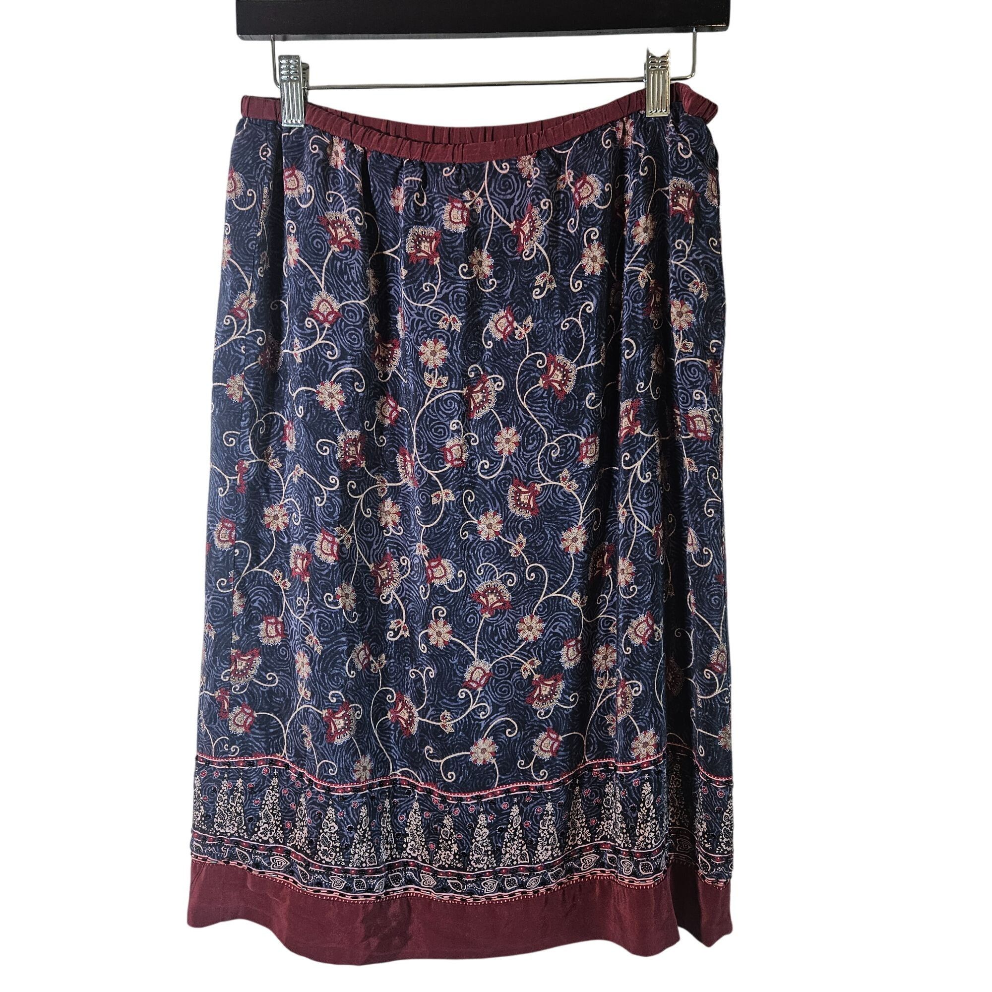 Liz Claiborne VTG Liz Claiborne Blue 100%Silk Skirt 10 Boho Boho Cottage Size 32" / US 10 / IT 46 - 3 Thumbnail