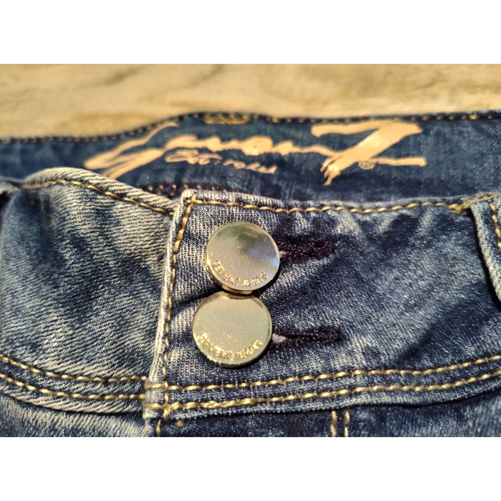 7 For All Mankind 7 For All Mankind Women's Lobo Skinny Jeans Size 16 Distressed Blue Denim Mid Rise 30 in Inseam Size 26" / US 2 / IT 38 - 5 Thumbnail