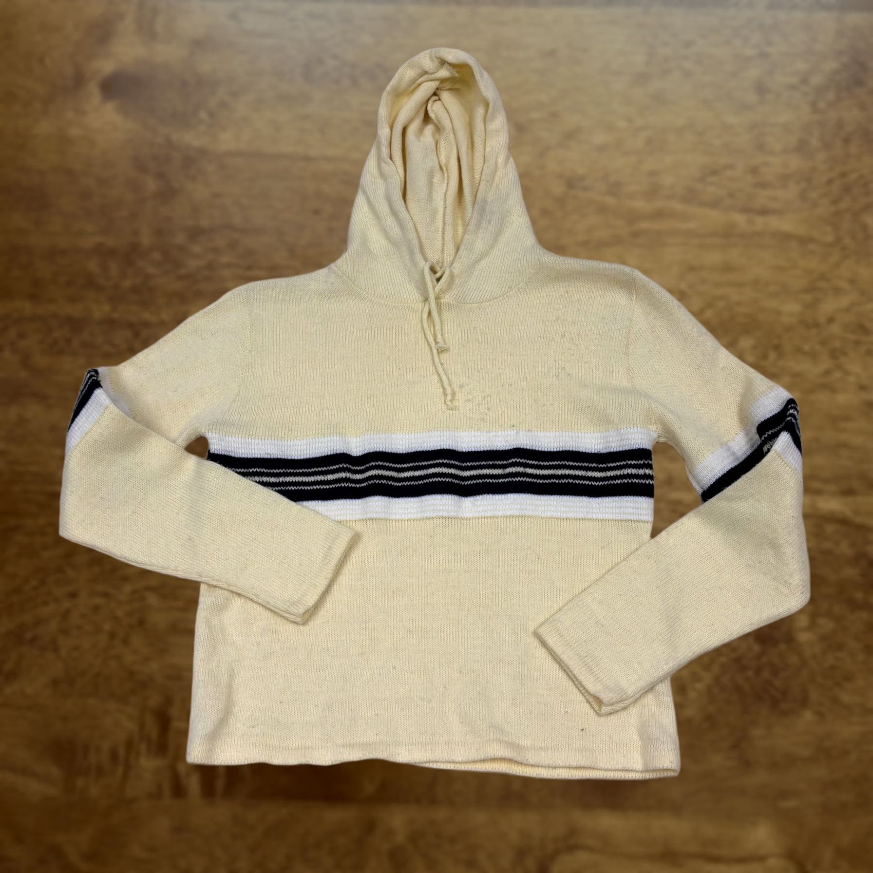 Vintage VINTAGE IN CHARGE Sweater Women Small Yellow Hooded Striped Knit Long Sleeve 90s Size S / US 4 / IT 40 - 1 Thumbnail