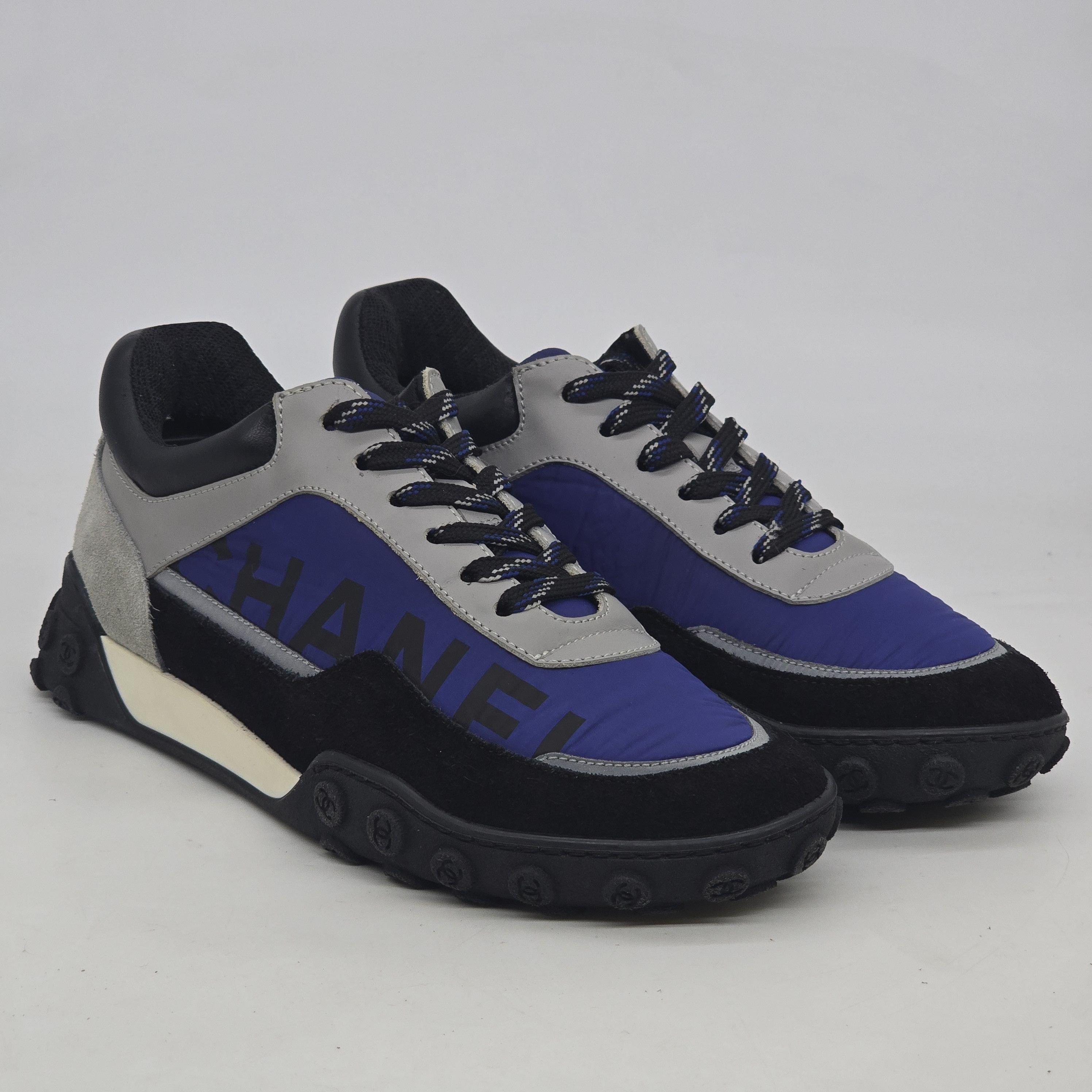Chanel - Interlocking CC Logo Nylon Calfskin Sneakers