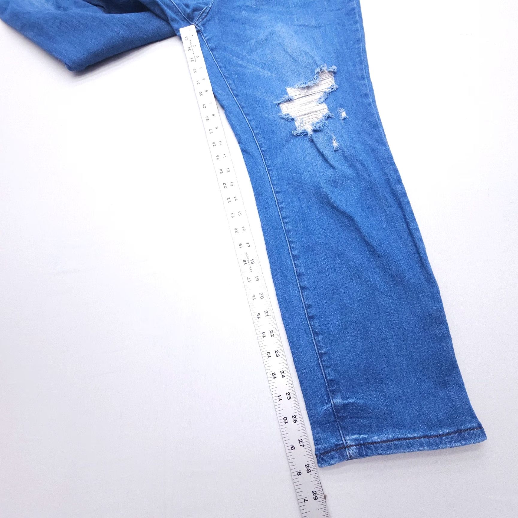 Denime Judy Blue Jeans Womens 32 Blue Distressed Stretch High Rise 28in Inseam 5-Pocket Size 24" / US 00 / IT 34 - 6 Thumbnail