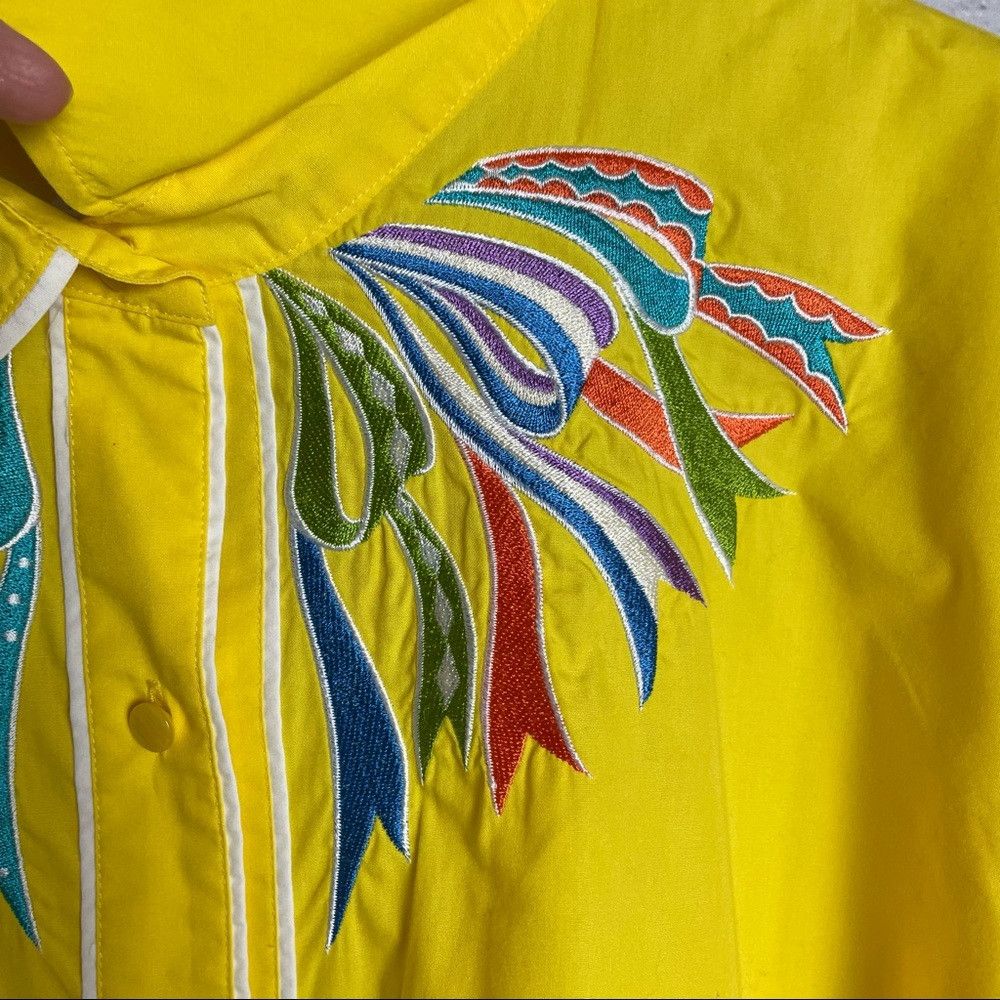 Bob Mackie New Vintage Bob Mackie Embroidered Yellow Blouse Size 2X Size XXL / US 16-18 / IT 52-54 - 8 Thumbnail