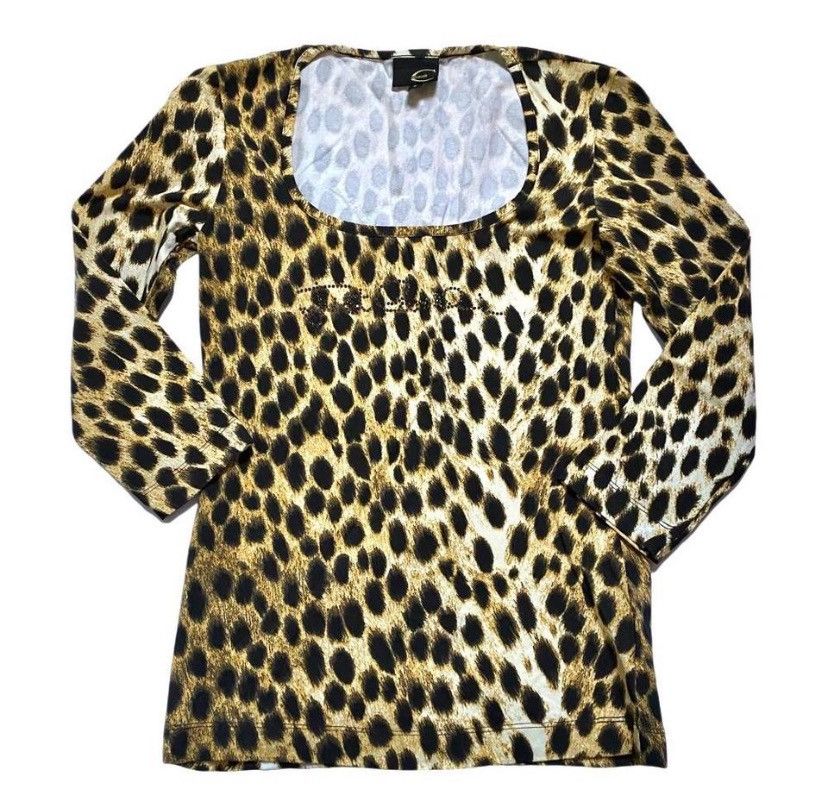 Vintage Just Cavalli Rhinestone Leopard Top