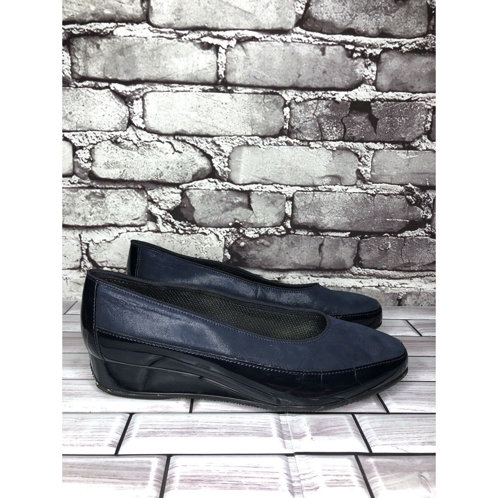 Other ARA Blue Leather Comfort Patent Wedge Pump Dress Shoes Women Size US 7 / IT 37 - 15 Thumbnail