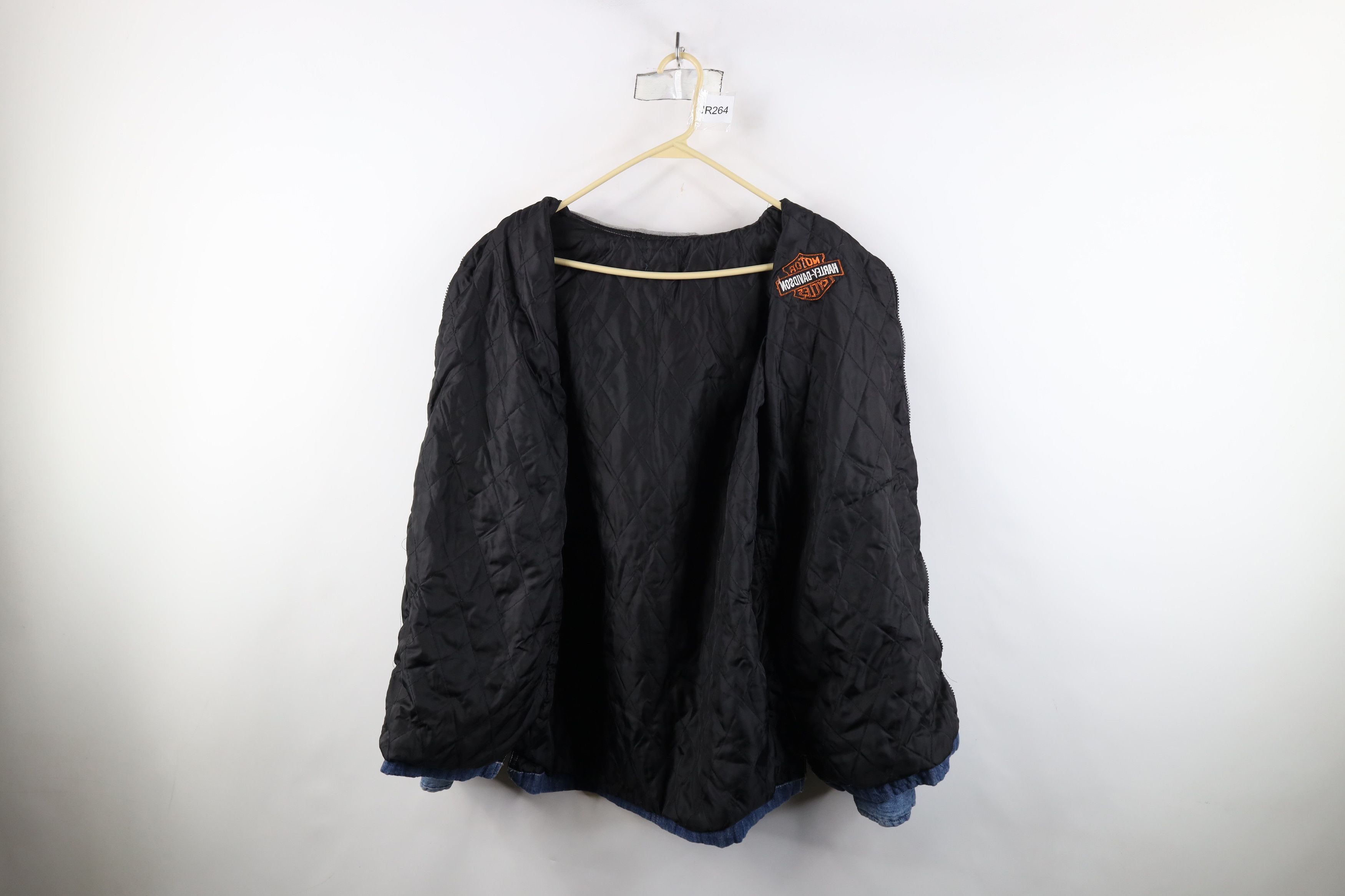 Harley Davidson × Vintage Vintage Harley Davidson Quilted Hooded Denim Shirt Jacket Size US L / EU 52-54 / 3 - 10 Thumbnail