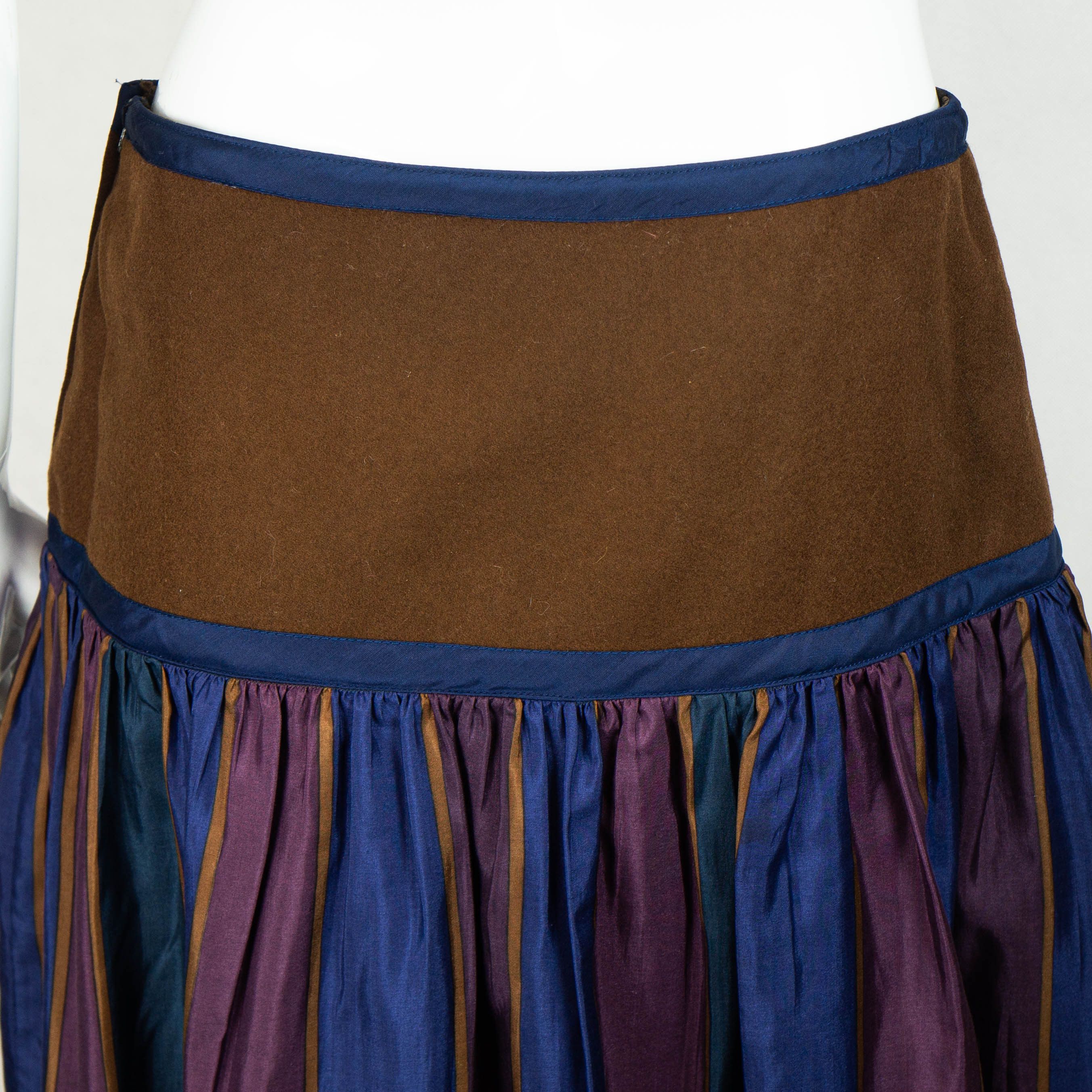 GIANNI VERSACE Striped Silk Women Skirt Vintage 80s