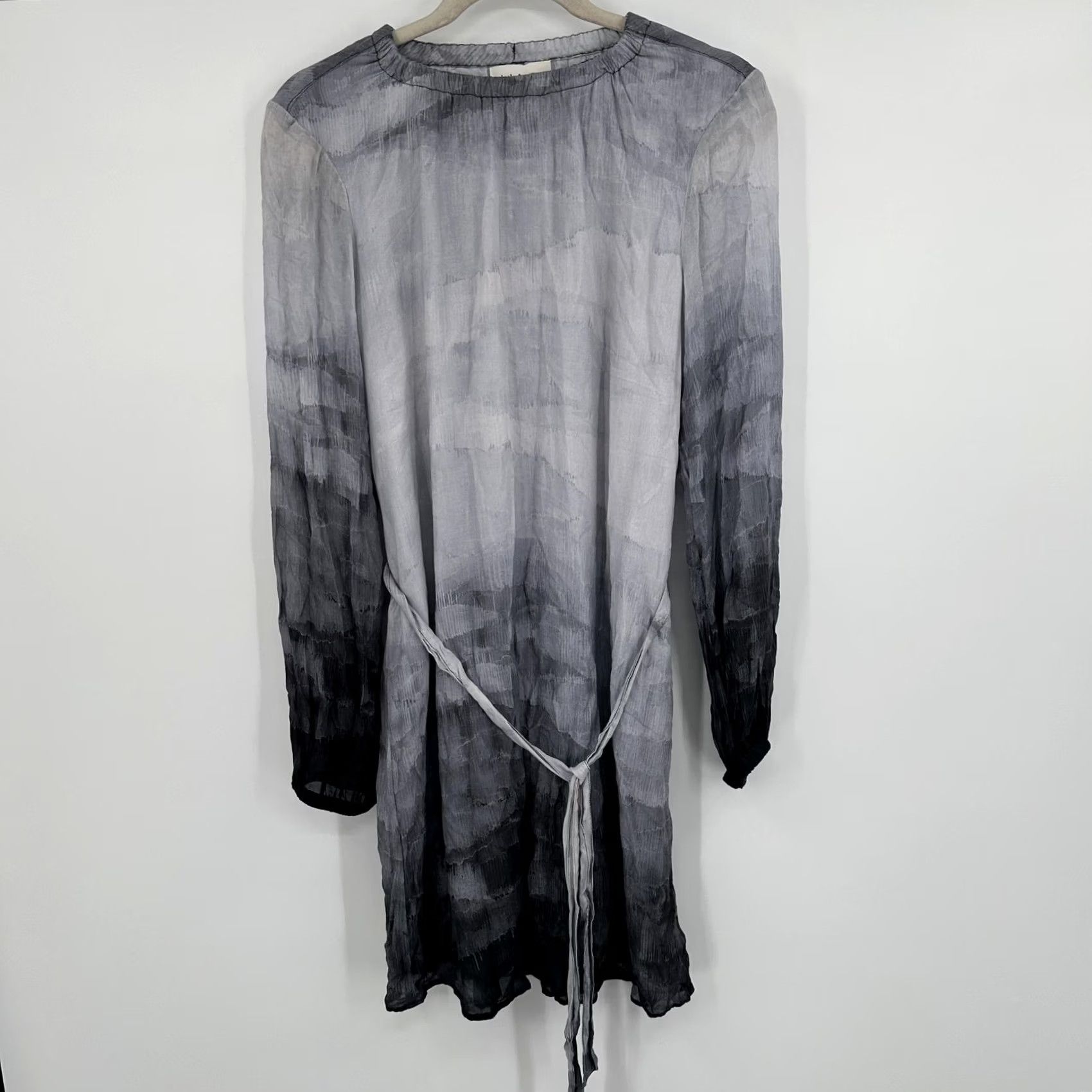 CLOT cloth & stone Dress Womens Small Gray Black Ombre Tie Dye Long Sleeve Belted Size S / US 4 / IT 40 - 2 Thumbnail