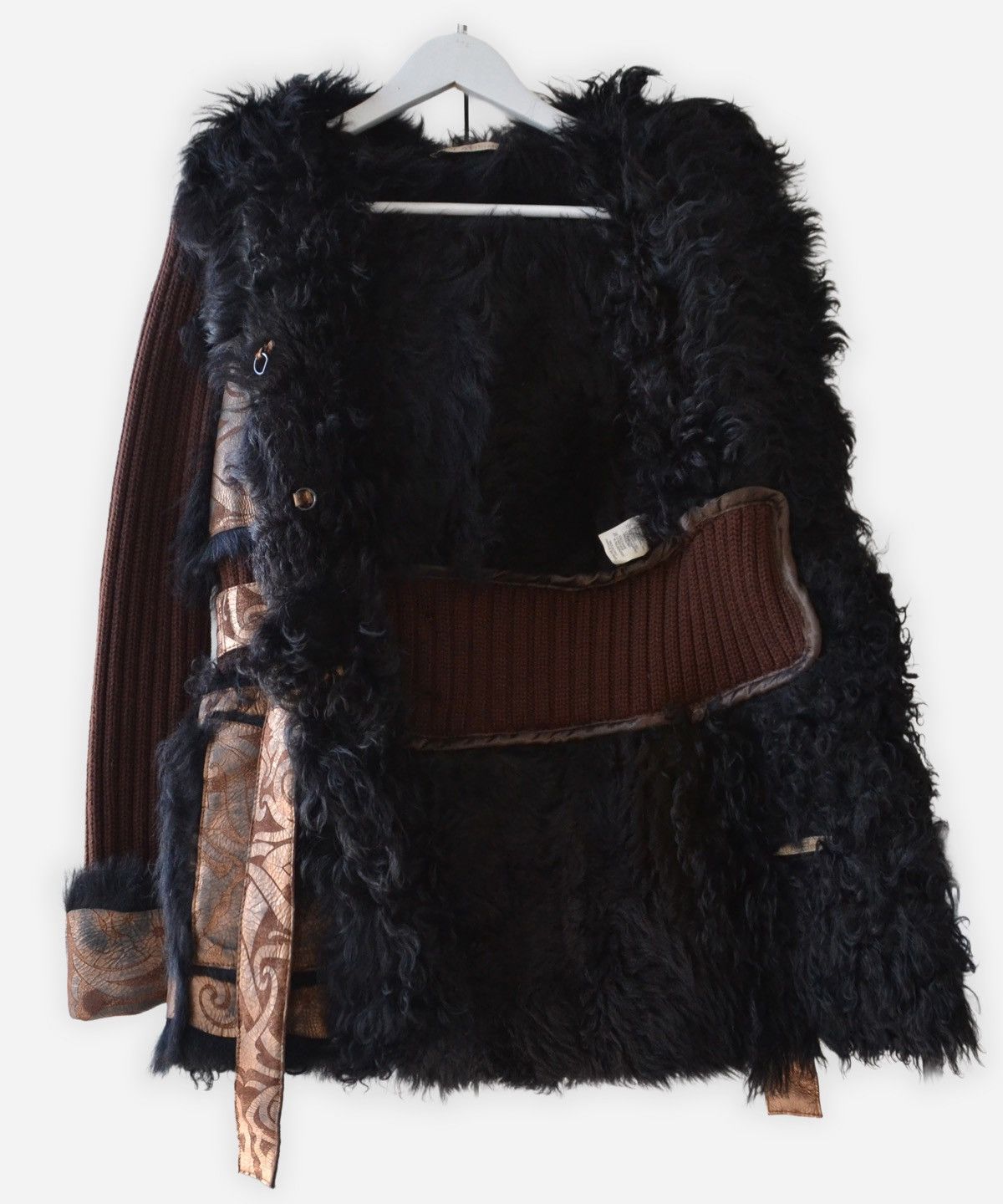 Roberto Cavalli 🔴 ROBERTO CAVALLI Leather Jacket Coat Shearling Wool Fur Size S / US 4 / IT 40 - 3 Thumbnail